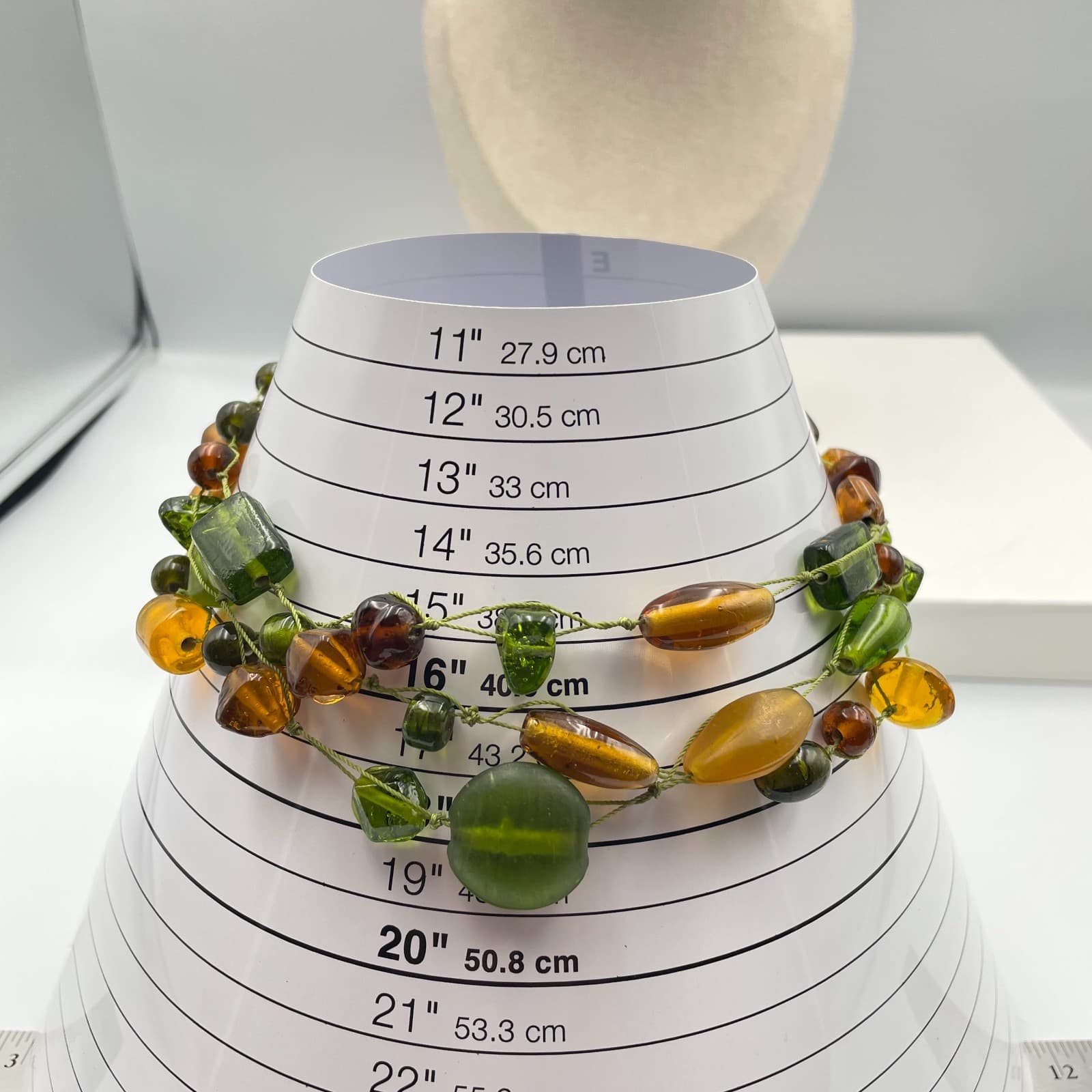 Vintage Y2K Boho Chunky Glass Bead Multi-Strand Earth Tones Women's Necklace - Thumbnail 9