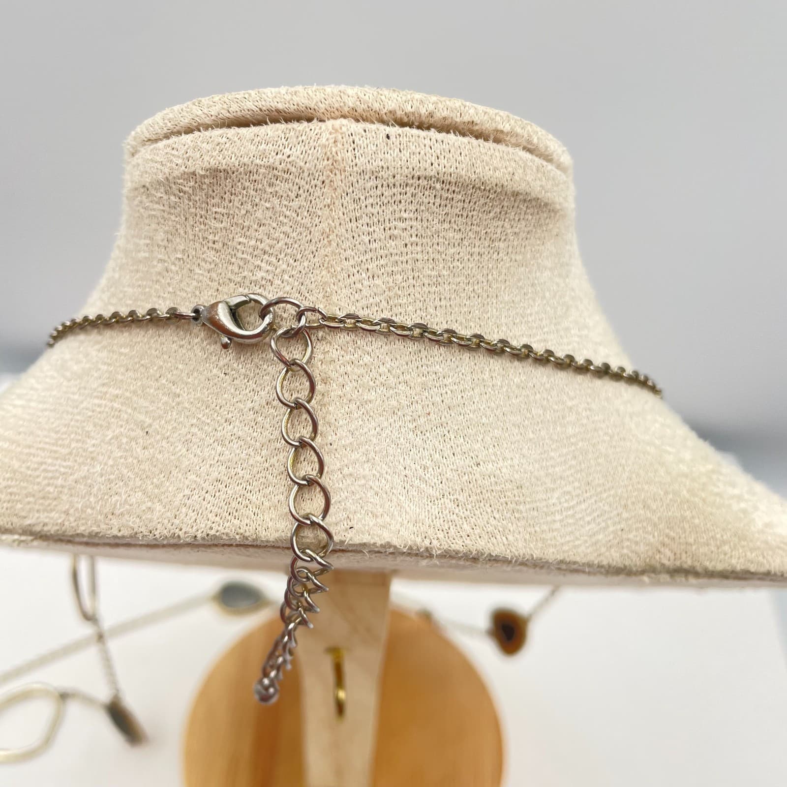 Vintage 90s Gold Tone Long Station Necklace Black Enamel Boho Classic Jewelry - Thumbnail 5