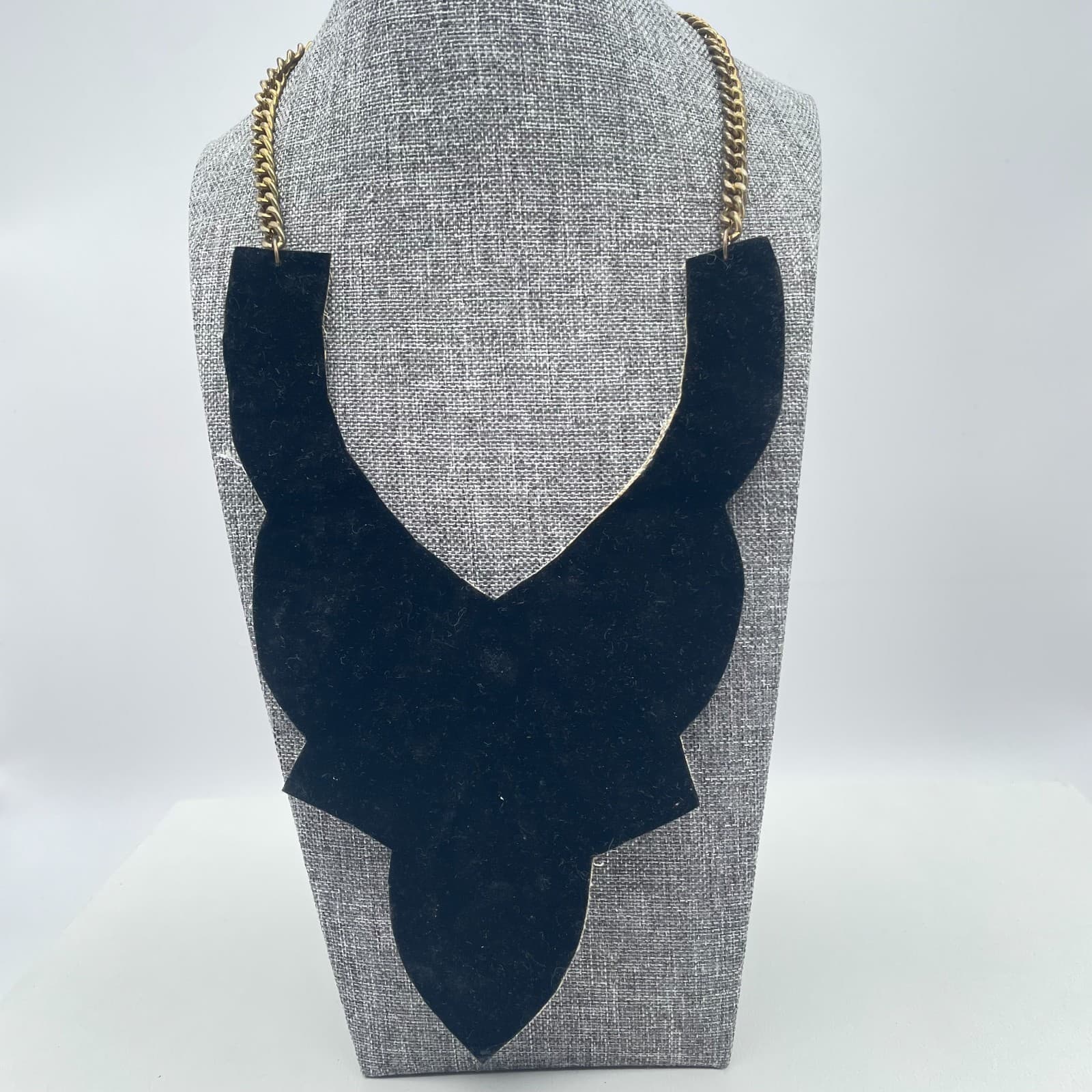 Vintage Y2K Gold Tone Purple Resin Rhinestone Blue Beaded Bib Necklace Jewelry - Thumbnail 2