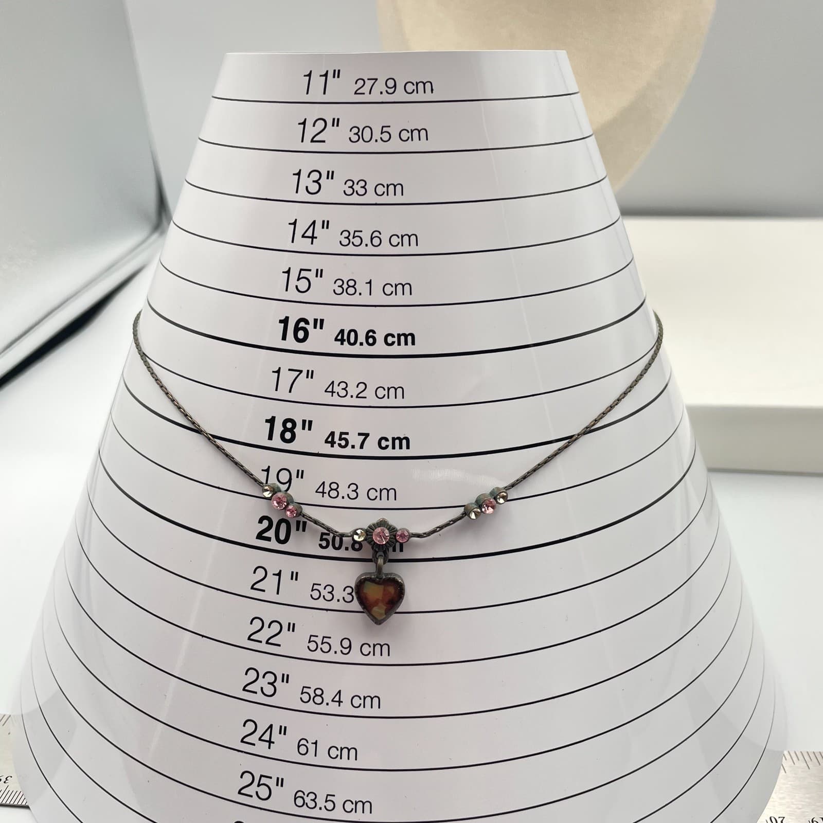 Vintage Y2K Bronze Tone Heart Pendant Necklaces Pink Glass Boho Fashion Jewelry - Thumbnail 7