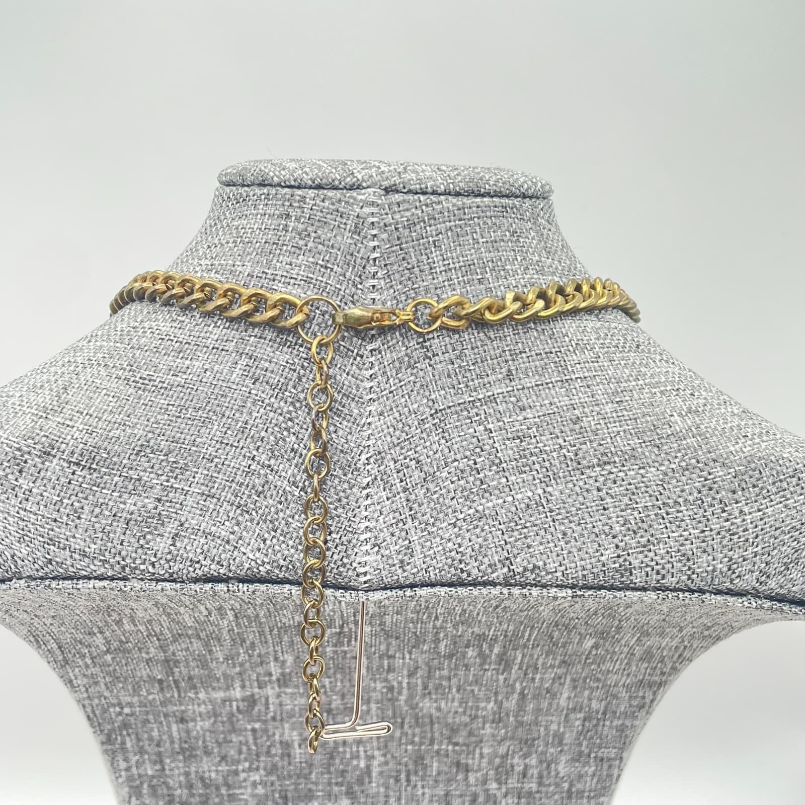 Vintage Y2K Gold Tone Purple Resin Rhinestone Blue Beaded Bib Necklace Jewelry - Thumbnail 9