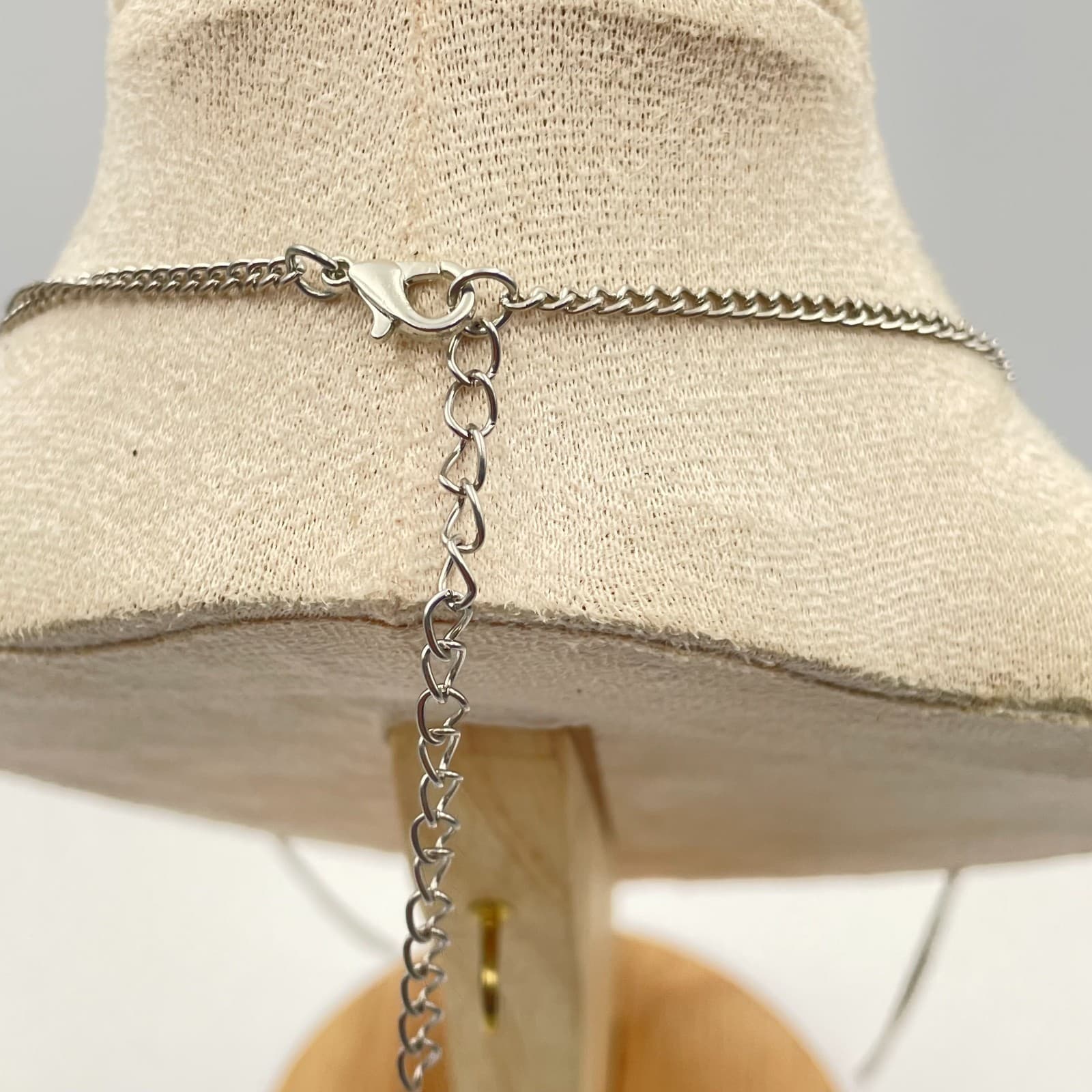 Vintage 90s Silver Tone Curb Chain Necklace & Triple Dangle Earrings Jewelry Set - Thumbnail 5