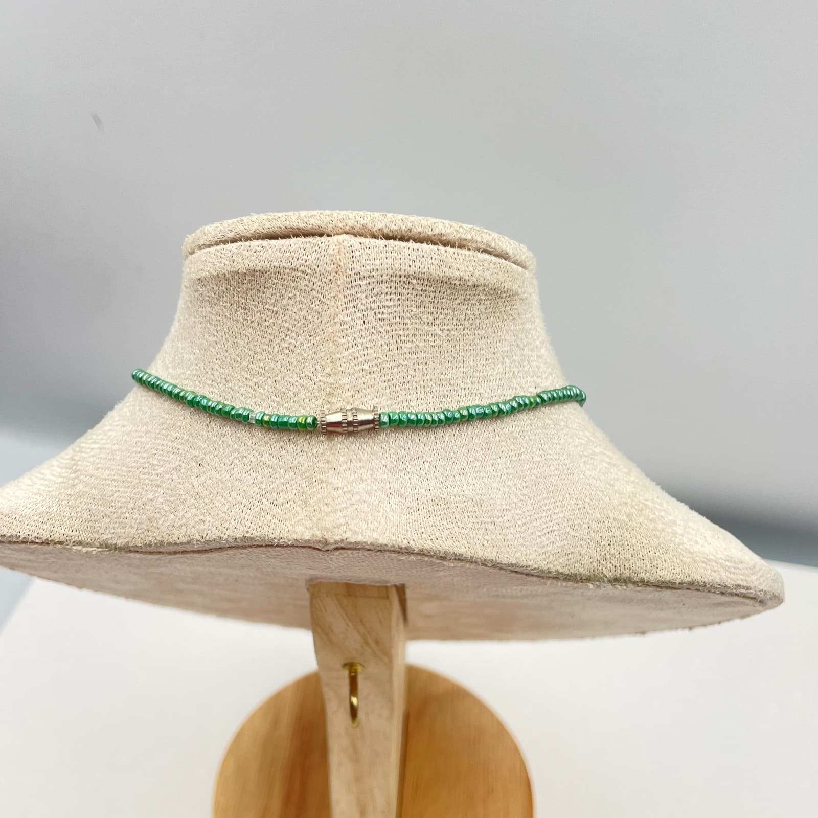 Vintage 90s Green Aventurine Glass Bead Pendant Necklace Boho Fashion Jewelry - Thumbnail 7