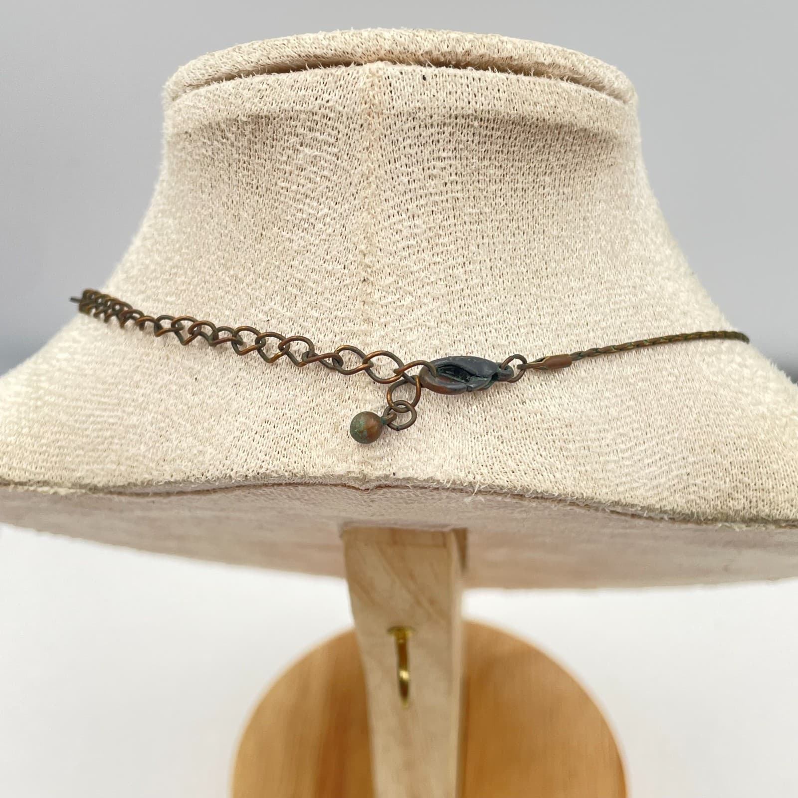 Vintage Y2K Bronze Tone Heart Pendant Necklaces Pink Glass Boho Fashion Jewelry - Thumbnail 6