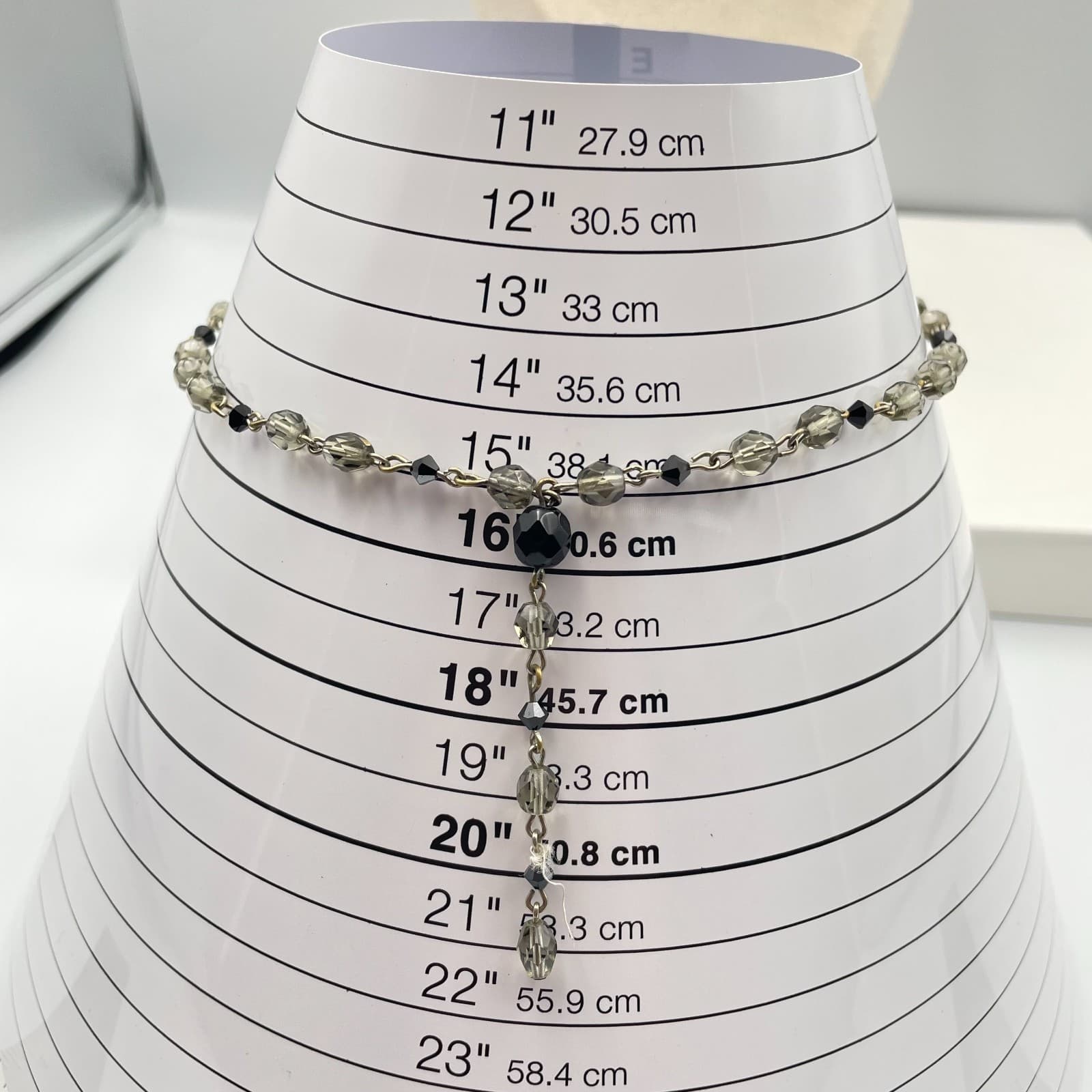 Vintage 90s Glass Beaded Y-Necklace Statement Women's Classic Fashion Jewelry - Thumbnail 8