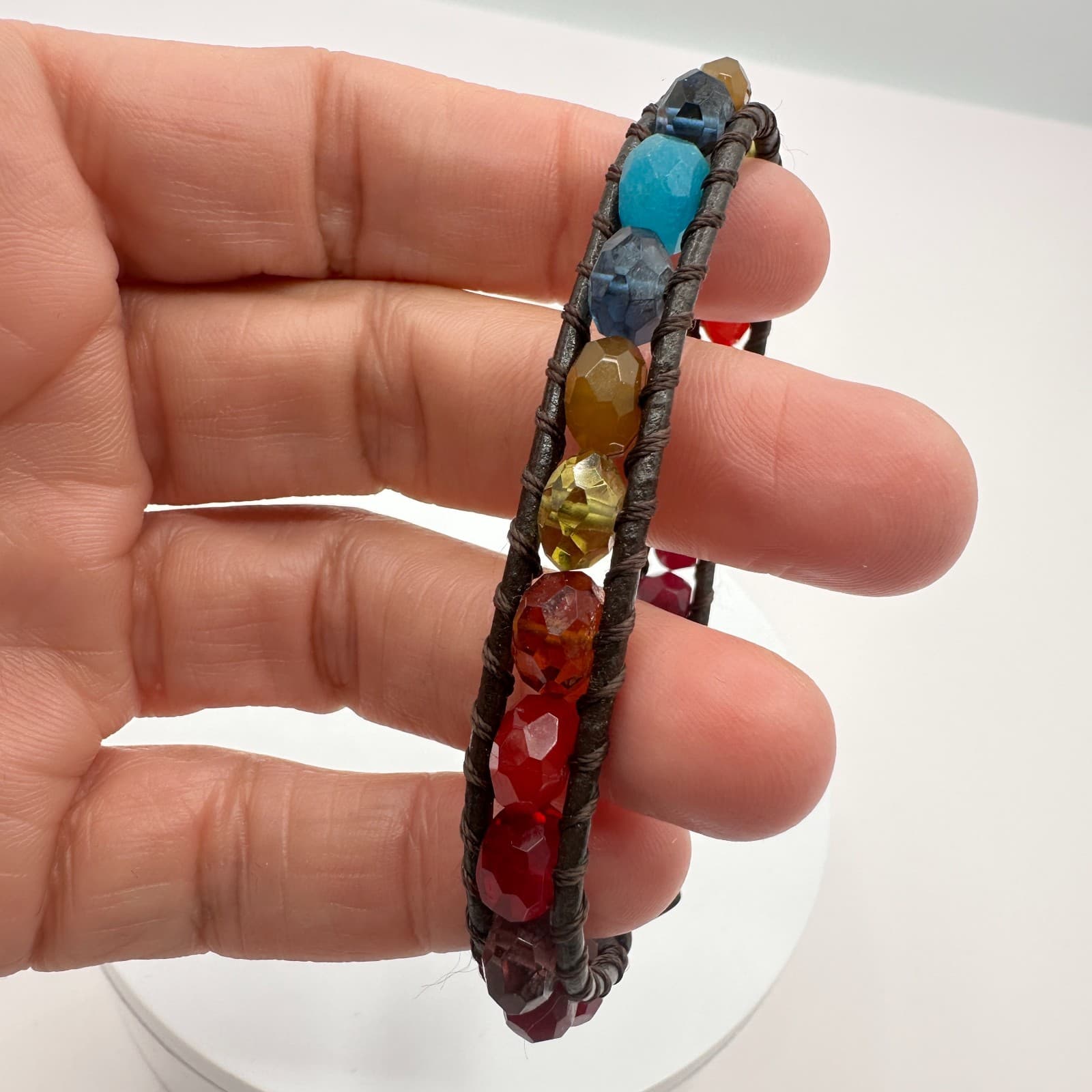 Vintage Y2K Fossil Faceted Beaded Bracelet Boho Women's Classic Jewelry - Thumbnail 6