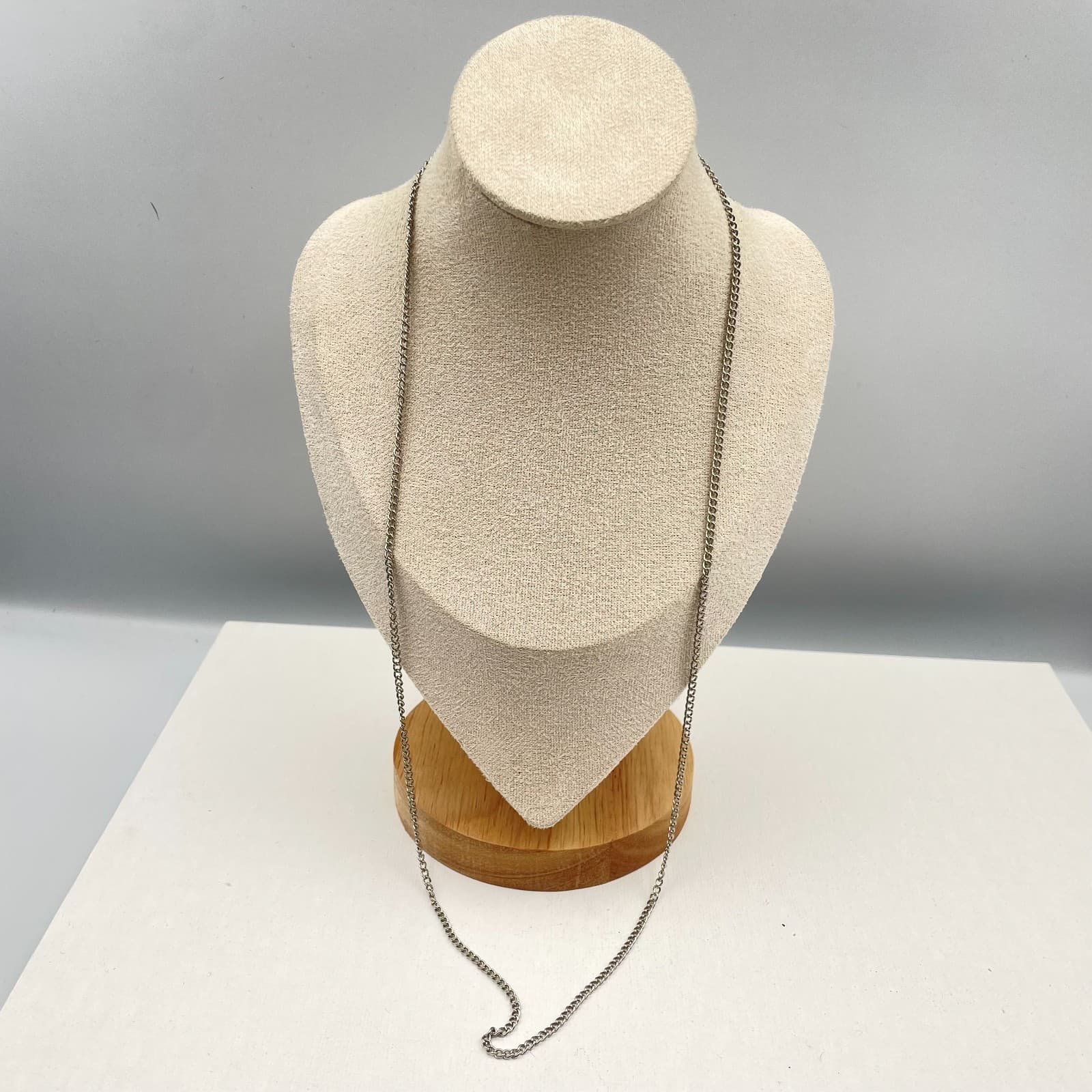 Vintage 90s Silver Tone Curb Chain Necklace & Triple Dangle Earrings Jewelry Set - Thumbnail 6