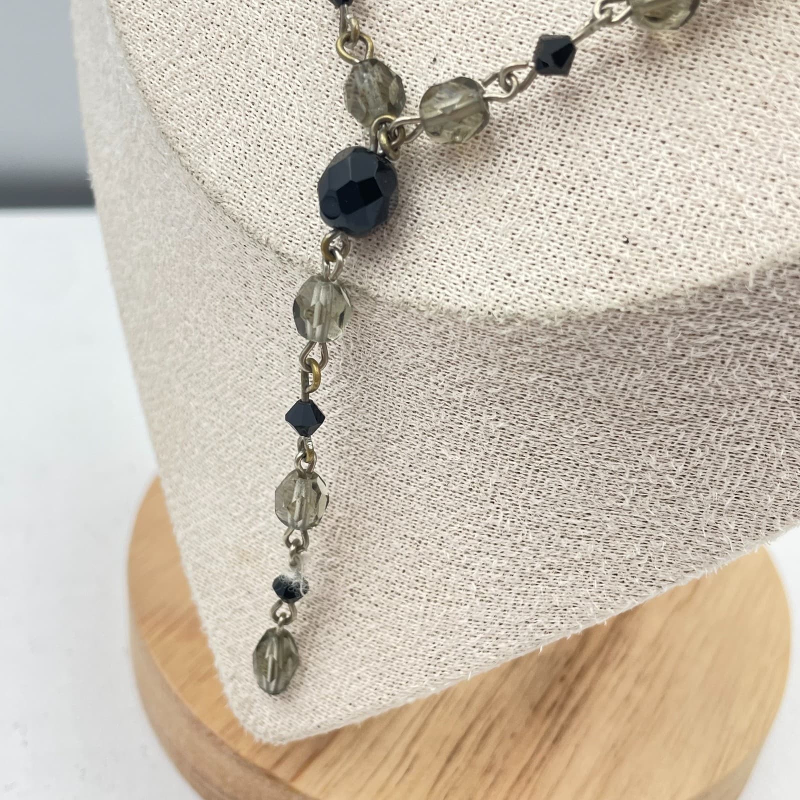 Vintage 90s Glass Beaded Y-Necklace Statement Women's Classic Fashion Jewelry - Thumbnail 6