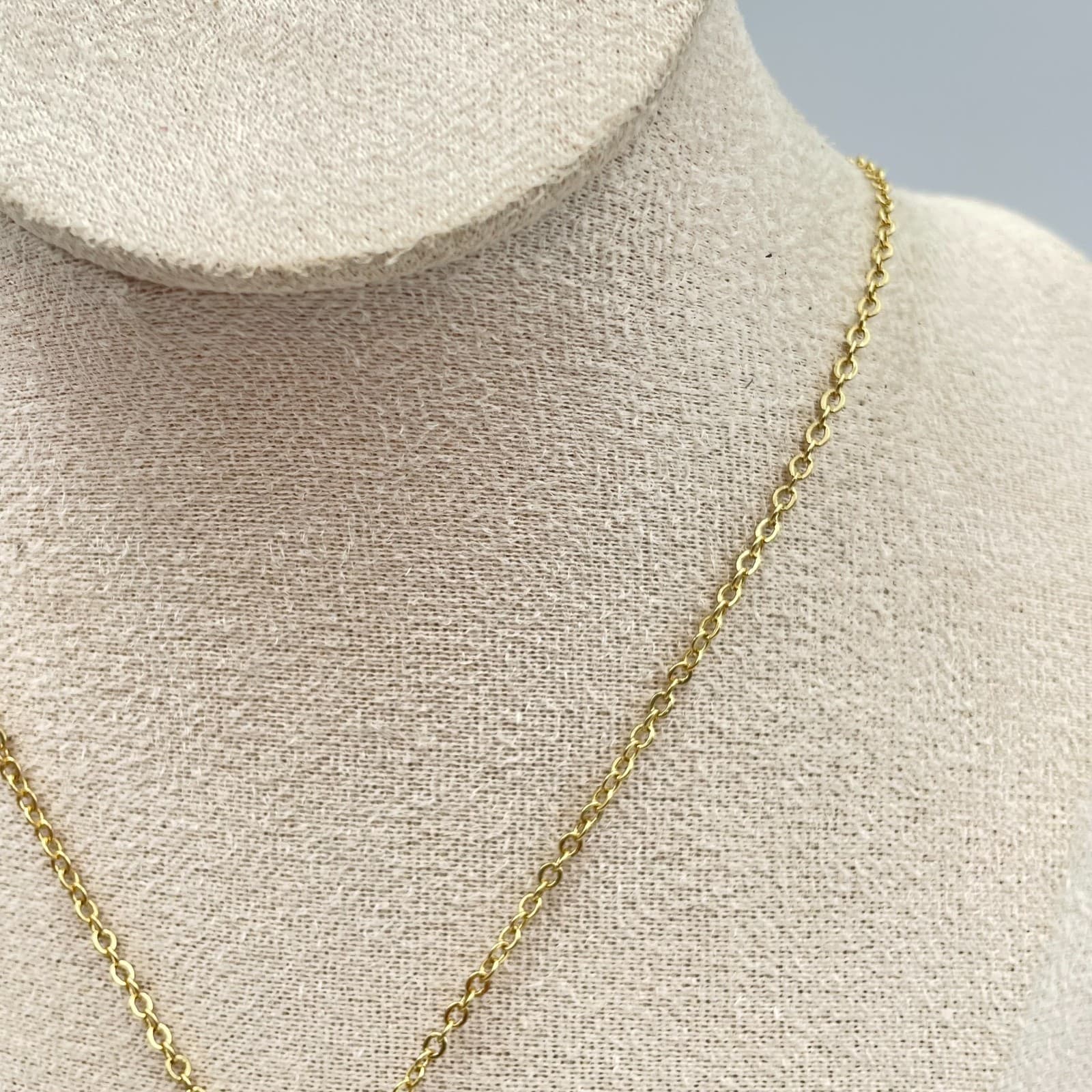 Vintage 90s Mary Kay Gold Tone Vertical Bar Pendant Necklace Clear Glass Jewelry - Thumbnail 7