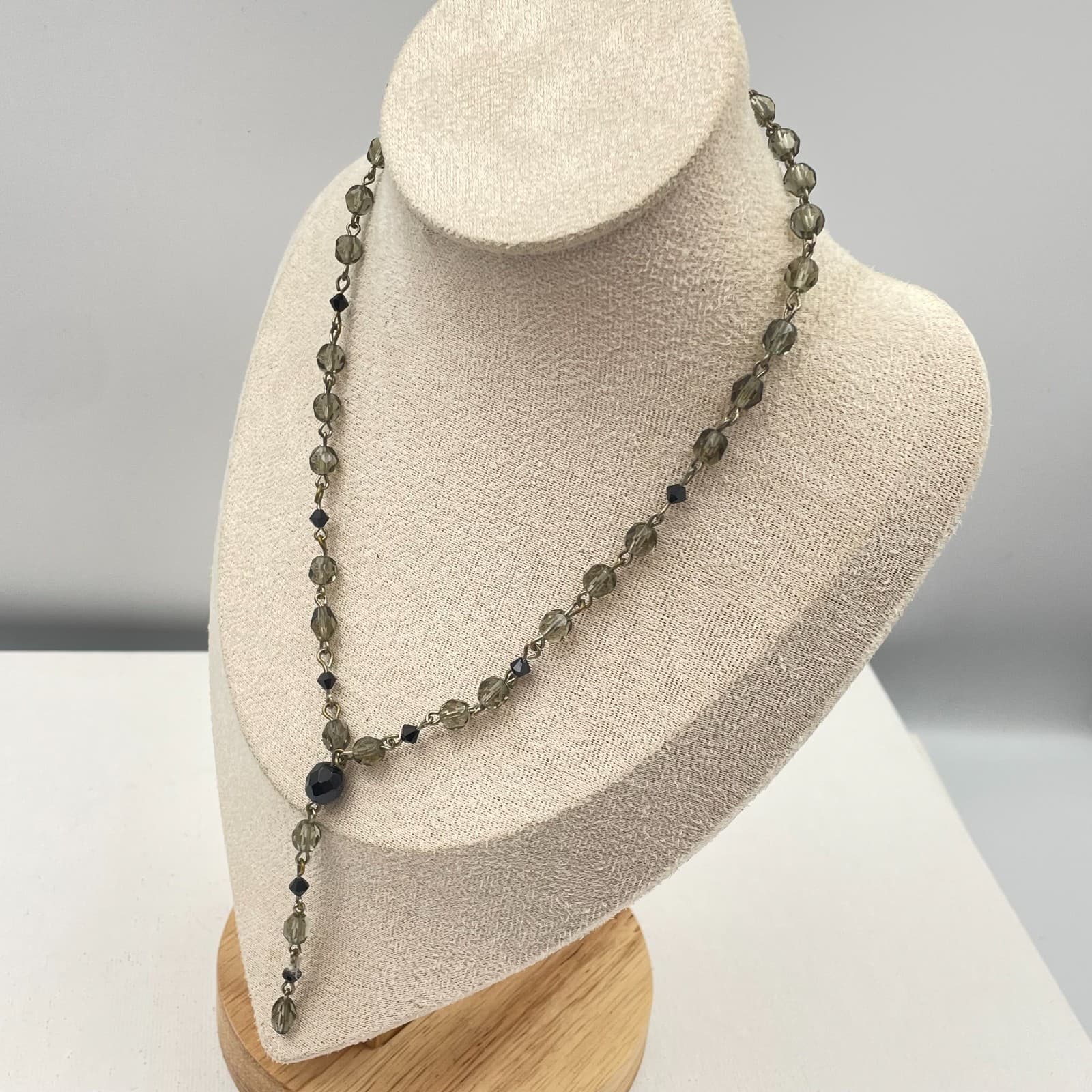 Vintage 90s Glass Beaded Y-Necklace Statement Women's Classic Fashion Jewelry - Thumbnail 5