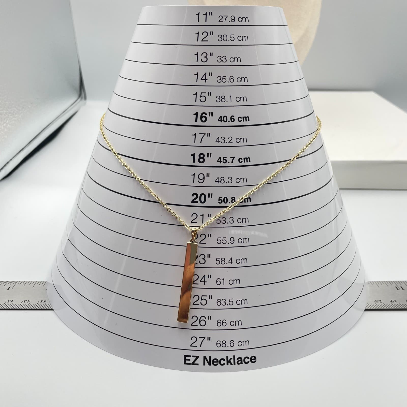 Vintage 90s Mary Kay Gold Tone Vertical Bar Pendant Necklace Clear Glass Jewelry - Thumbnail 9