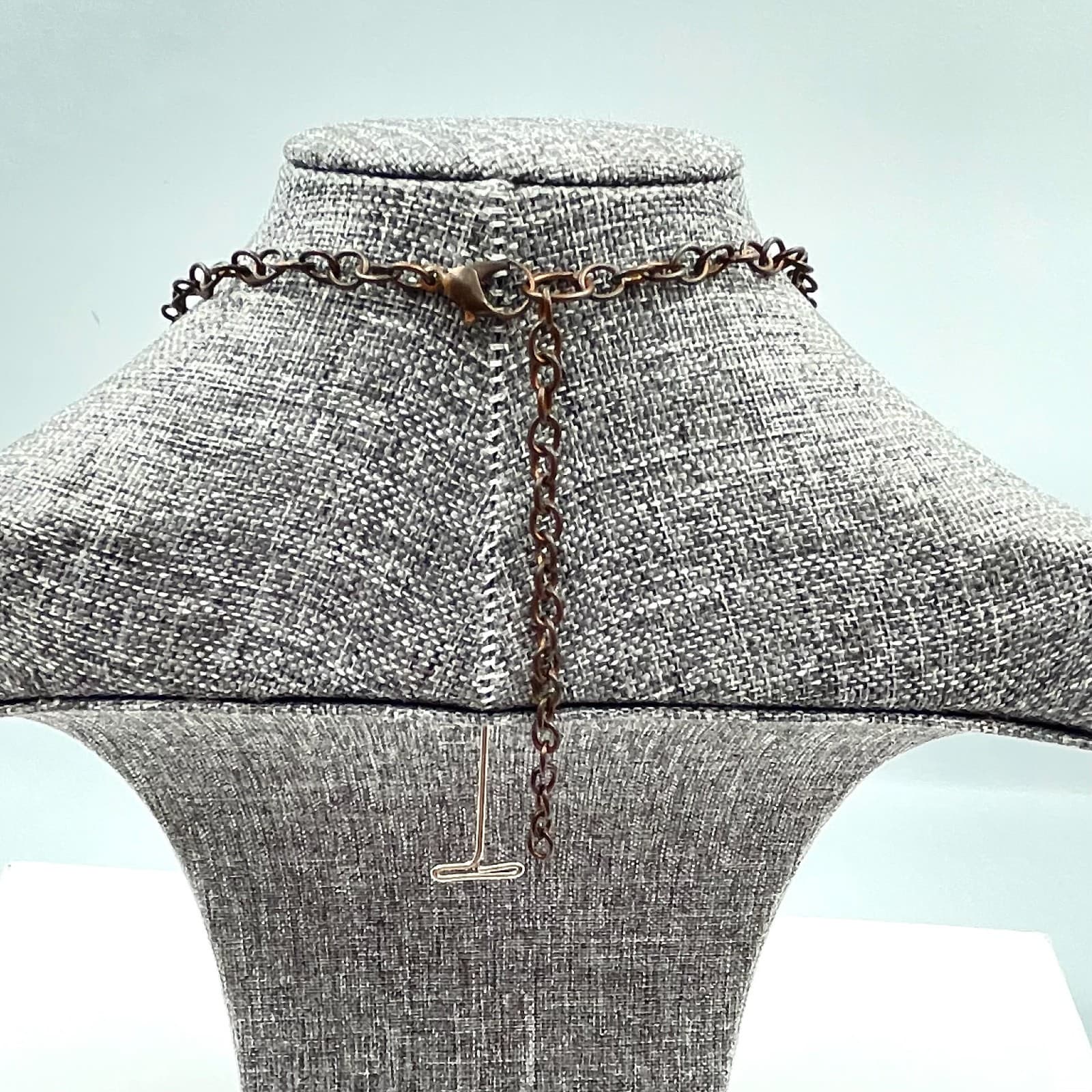 Vintage 90s Copper Tone Boho Bib Necklace Wood Cream Brown Tube Beaded Jewelry - Thumbnail 6