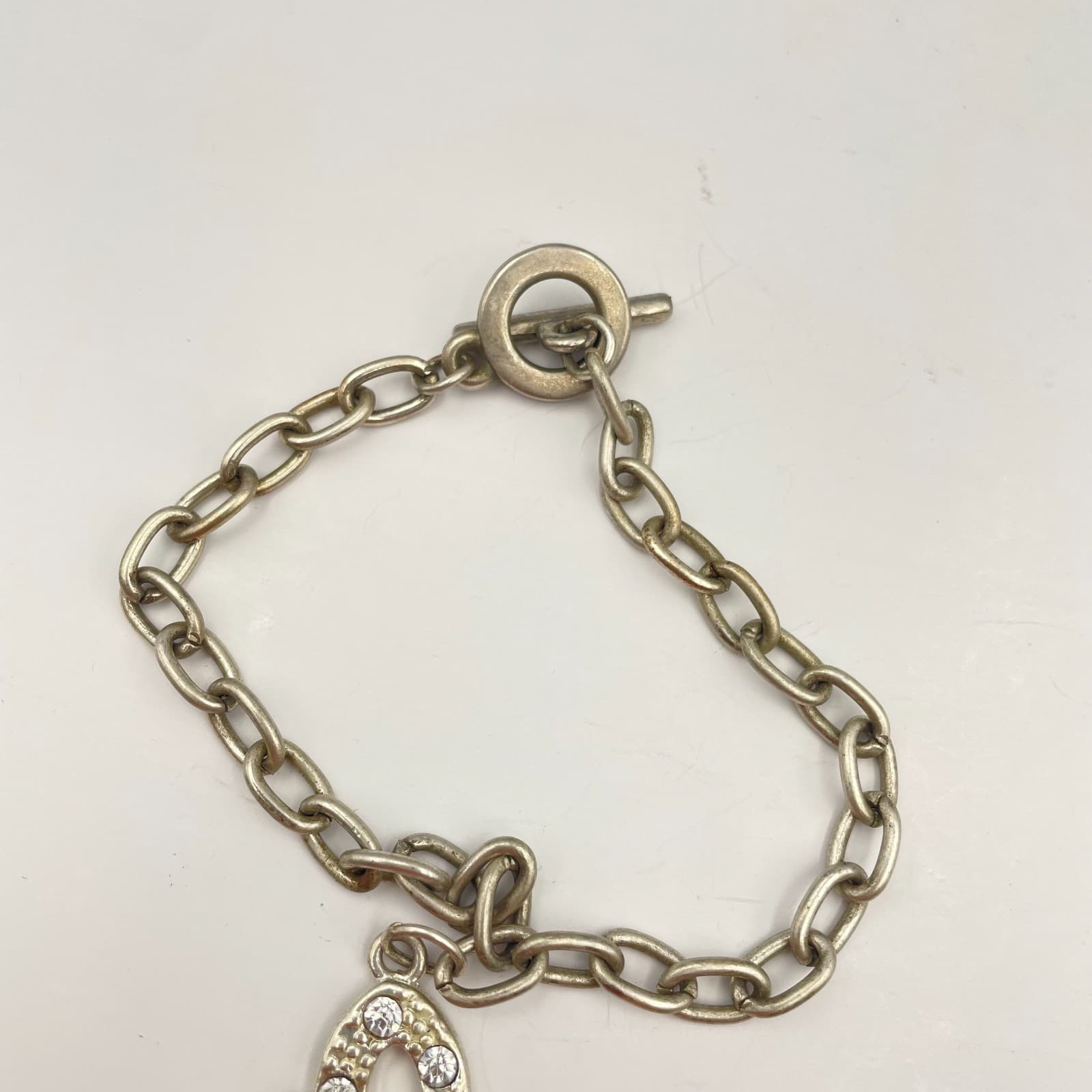 Vintage Y2K Silver Tone Butterfly Charm Bracelet Rhinestone Women's Jewelry - Thumbnail 5