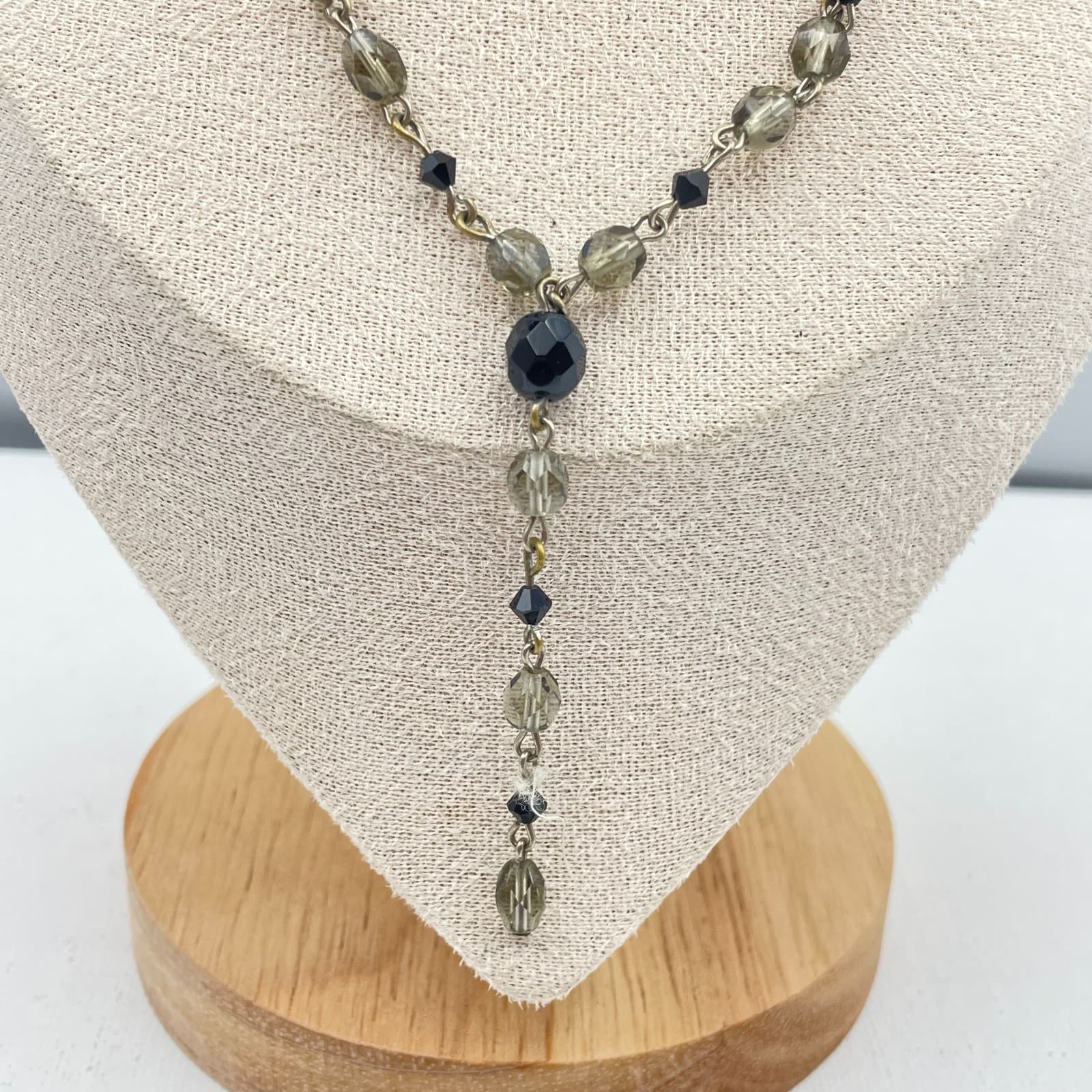 Vintage 90s Glass Beaded Y-Necklace Statement Women's Classic Fashion Jewelry - Thumbnail 4