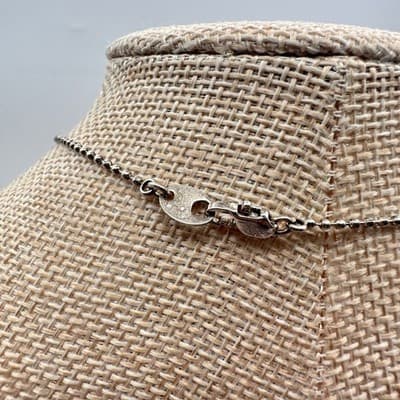 Vintage 80s Women Pink Heart Glass Pendant Necklace Chain Silver Tone - Thumbnail 6