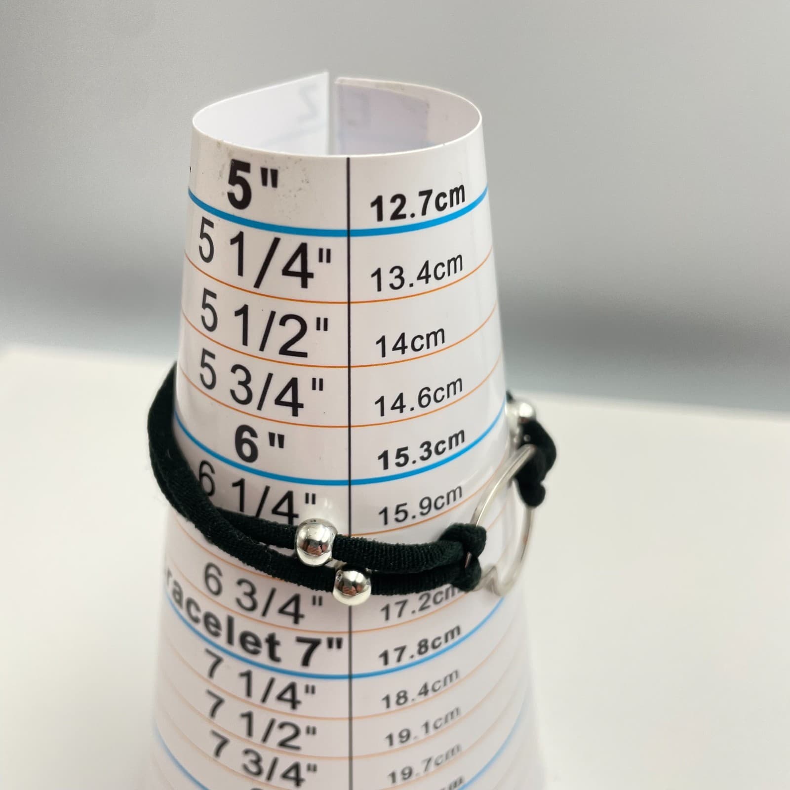 Vintage 90s Heart Charm Bracelet Black Cord Silver Tone Beads Boho Minimalist - Thumbnail 7