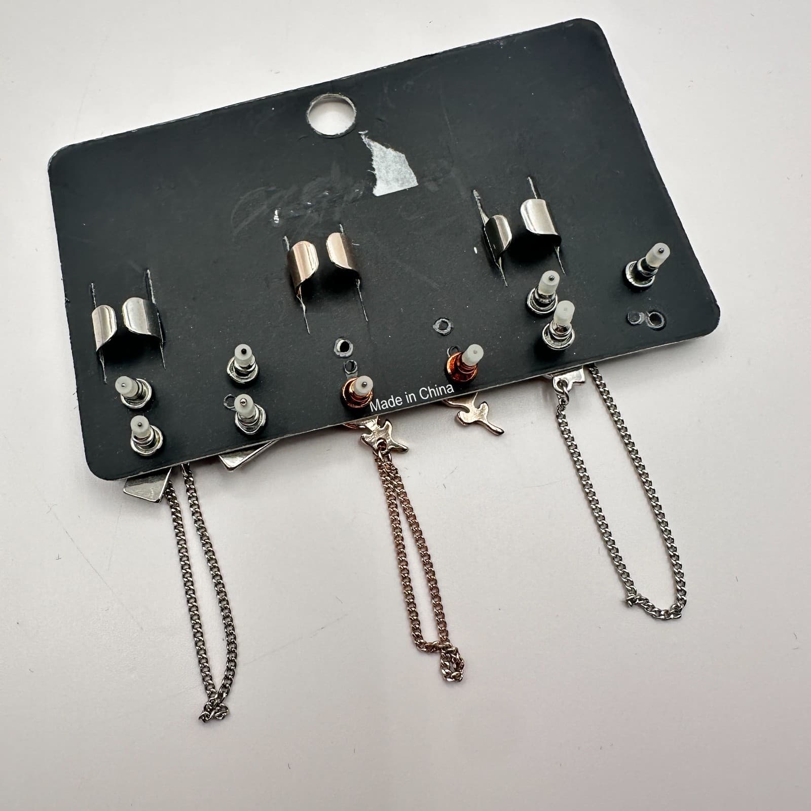 Vintage 80s Women Earrings Cuff Set Silver Rose Gold Tone Heart Rose Jewelry - Thumbnail 5