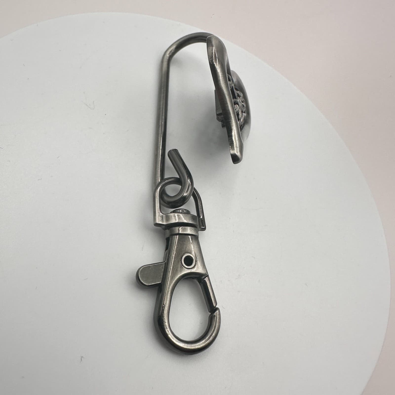 Vintage 90s Silver Tone Filigree Open Heart Key Finder Purse Hook Accessory - Thumbnail 4