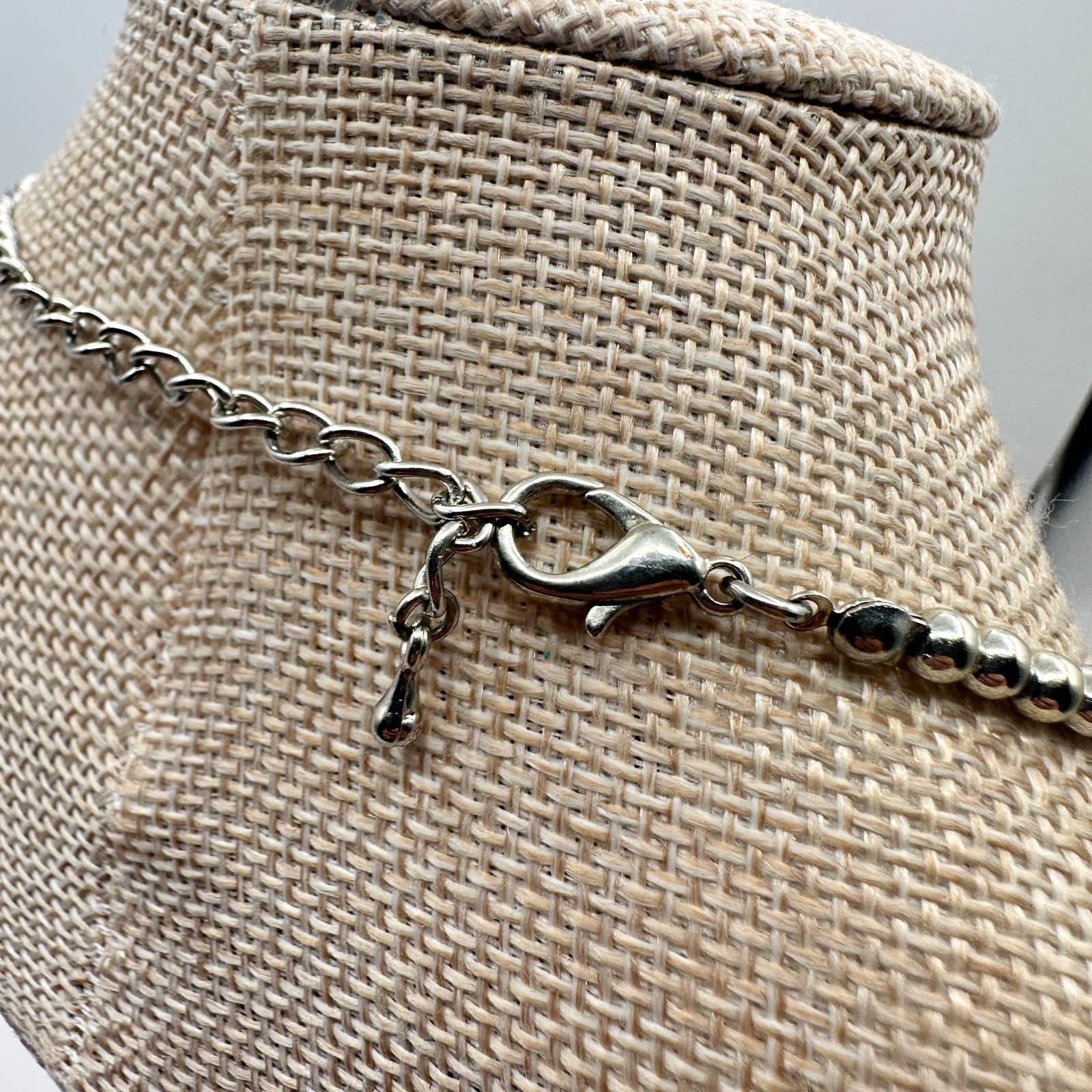 Vintage 80s Women Necklace Layered Blue Brown Wood Glass Beaded Boho Jewelry - Thumbnail 6