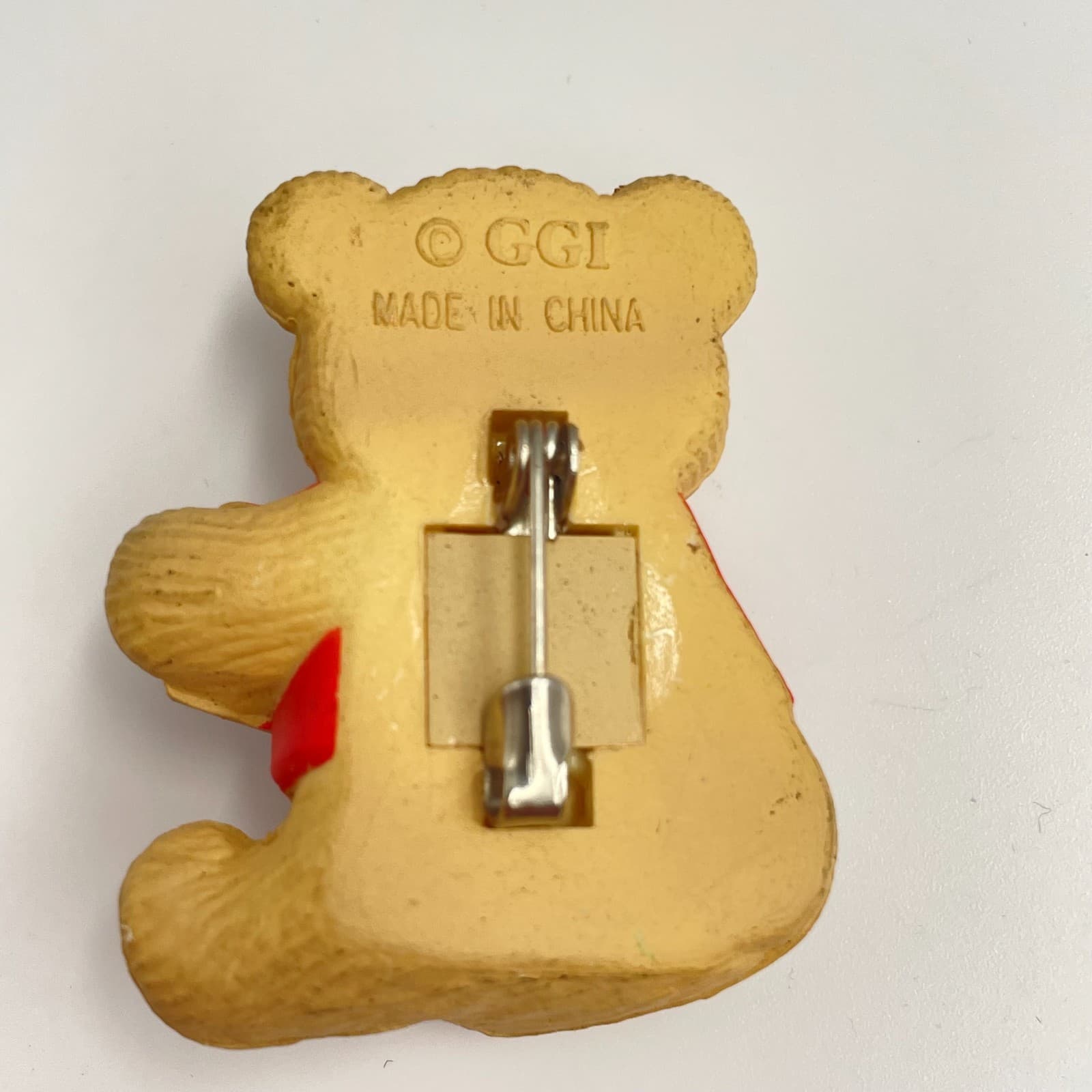 Vintage 90s GGI Valentine Teddy Bear Brooch Pin Red Shirt Love Letter Pink Heart - Thumbnail 4