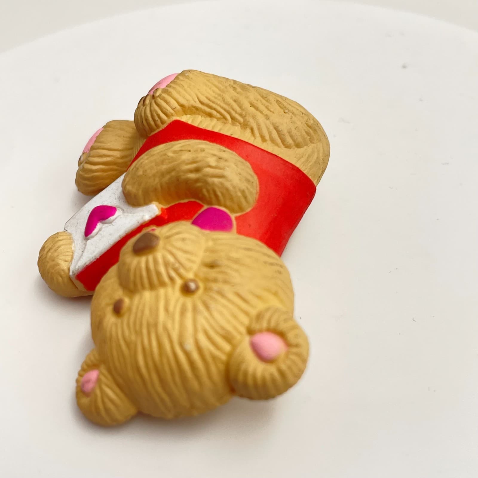 Vintage 90s GGI Valentine Teddy Bear Brooch Pin Red Shirt Love Letter Pink Heart - Thumbnail 3