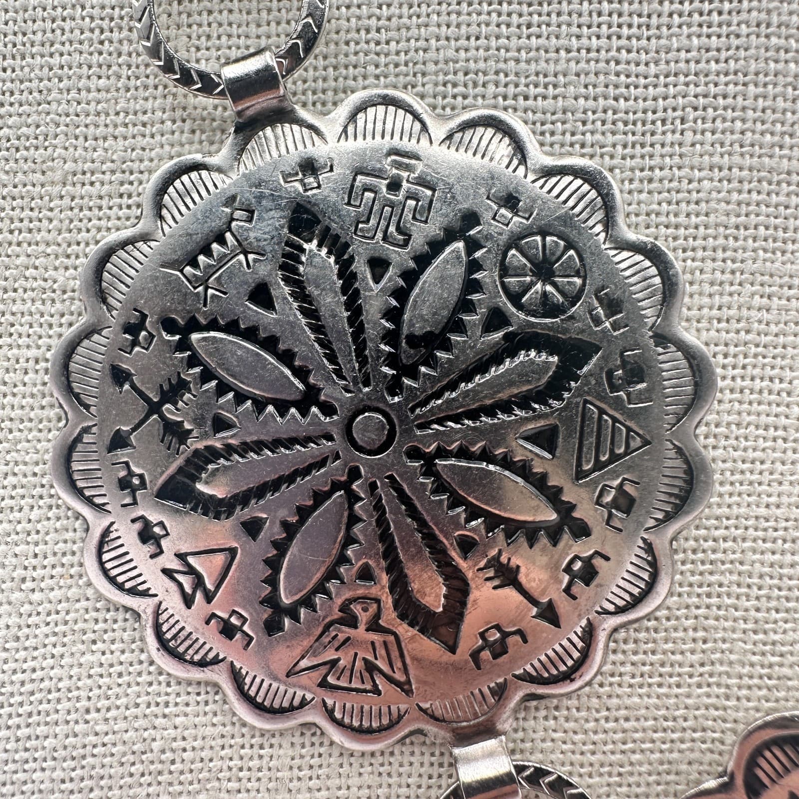 Vintage Y2K Silver Tone Concho Necklace Statement Women's Classic Jewelry - Thumbnail 5