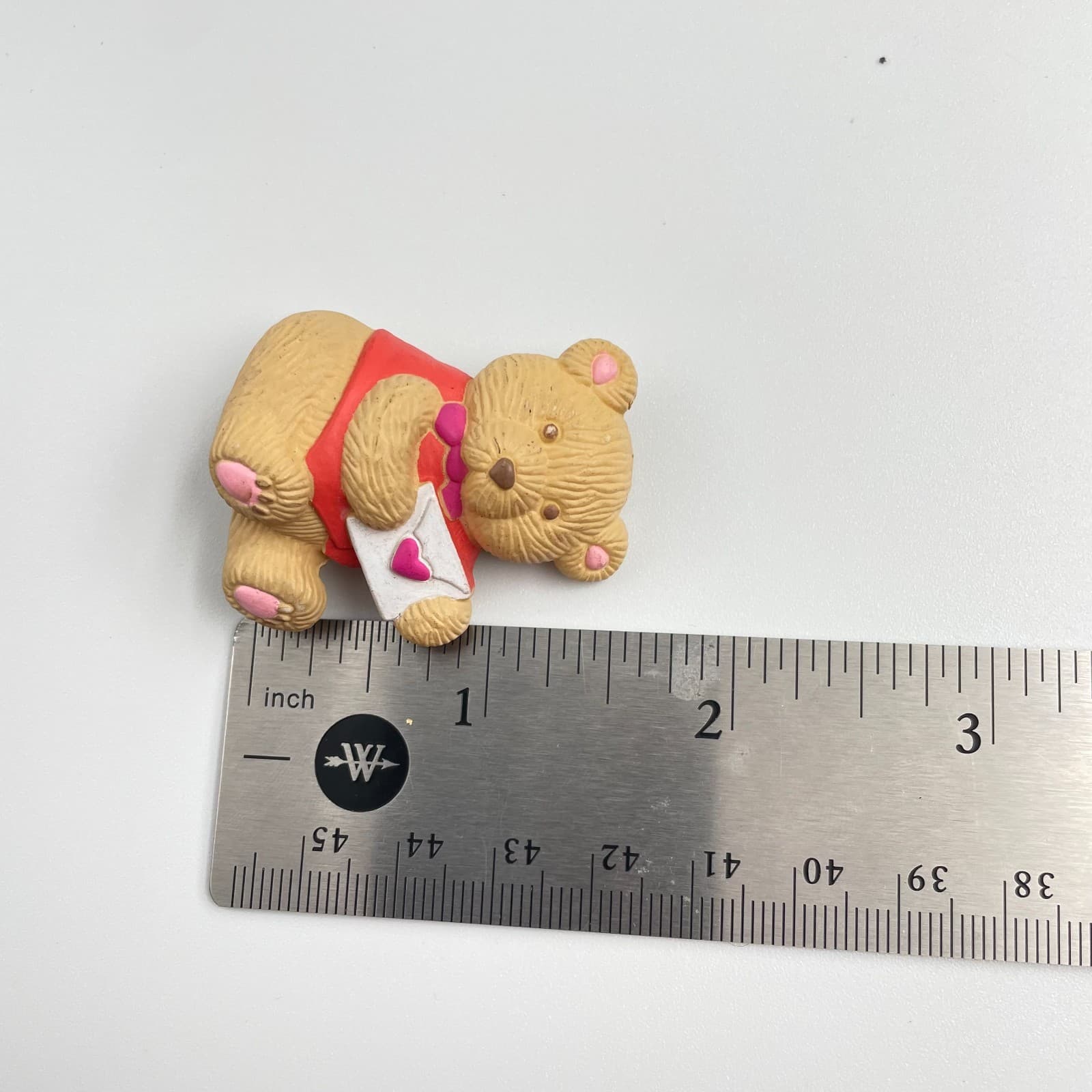 Vintage 90s GGI Valentine Teddy Bear Brooch Pin Red Shirt Love Letter Pink Heart - Thumbnail 8