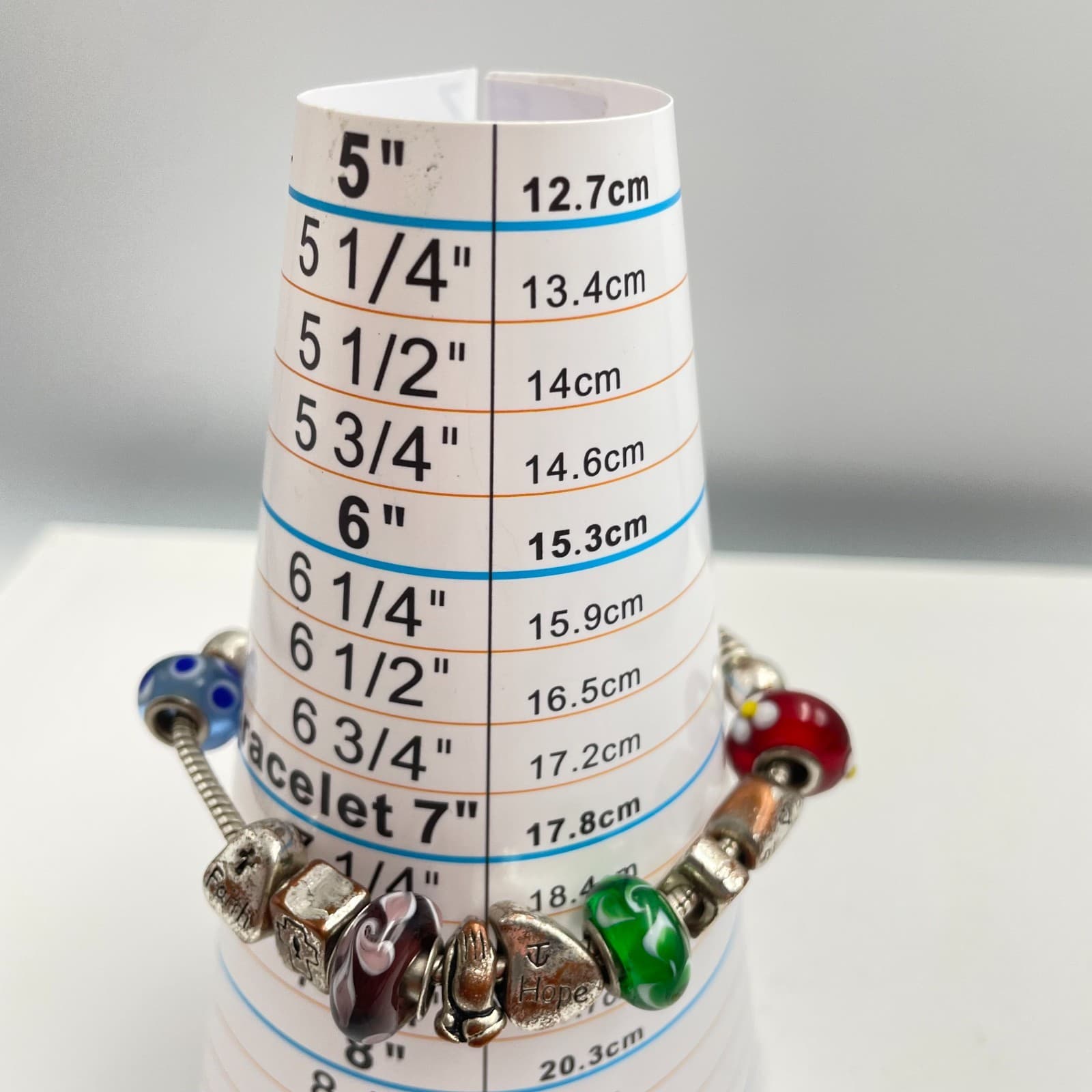 Vintage Y2K Silver Charm Bracelet Beaded Faith Hope Love Religious Jewelry - Thumbnail 11