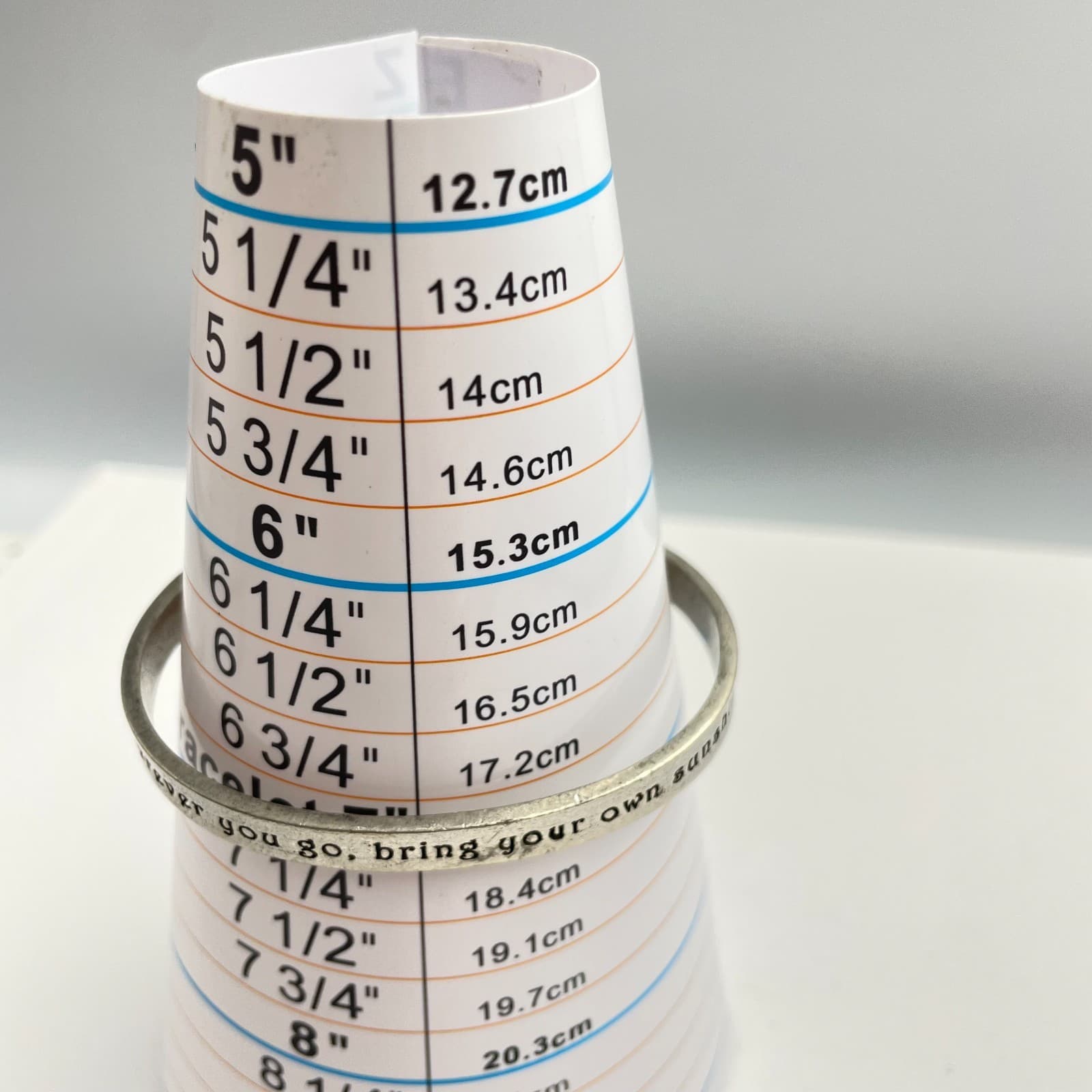 Vintage 90s SilverTone Quote Cuff Bracelet "Bring Your Own Sunshine" Inspiration - Thumbnail 6