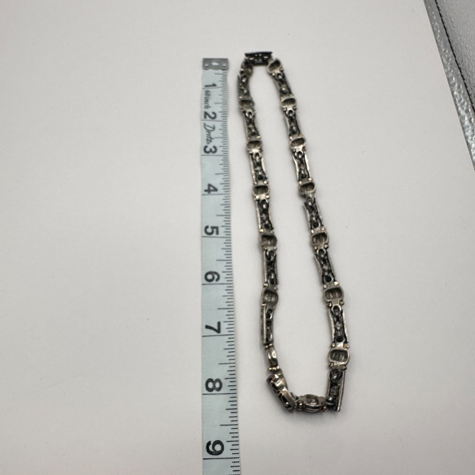 Vintage 80s Women Necklace OS Filigree Barrel Bead Silver Tone Jewelry - Thumbnail 6