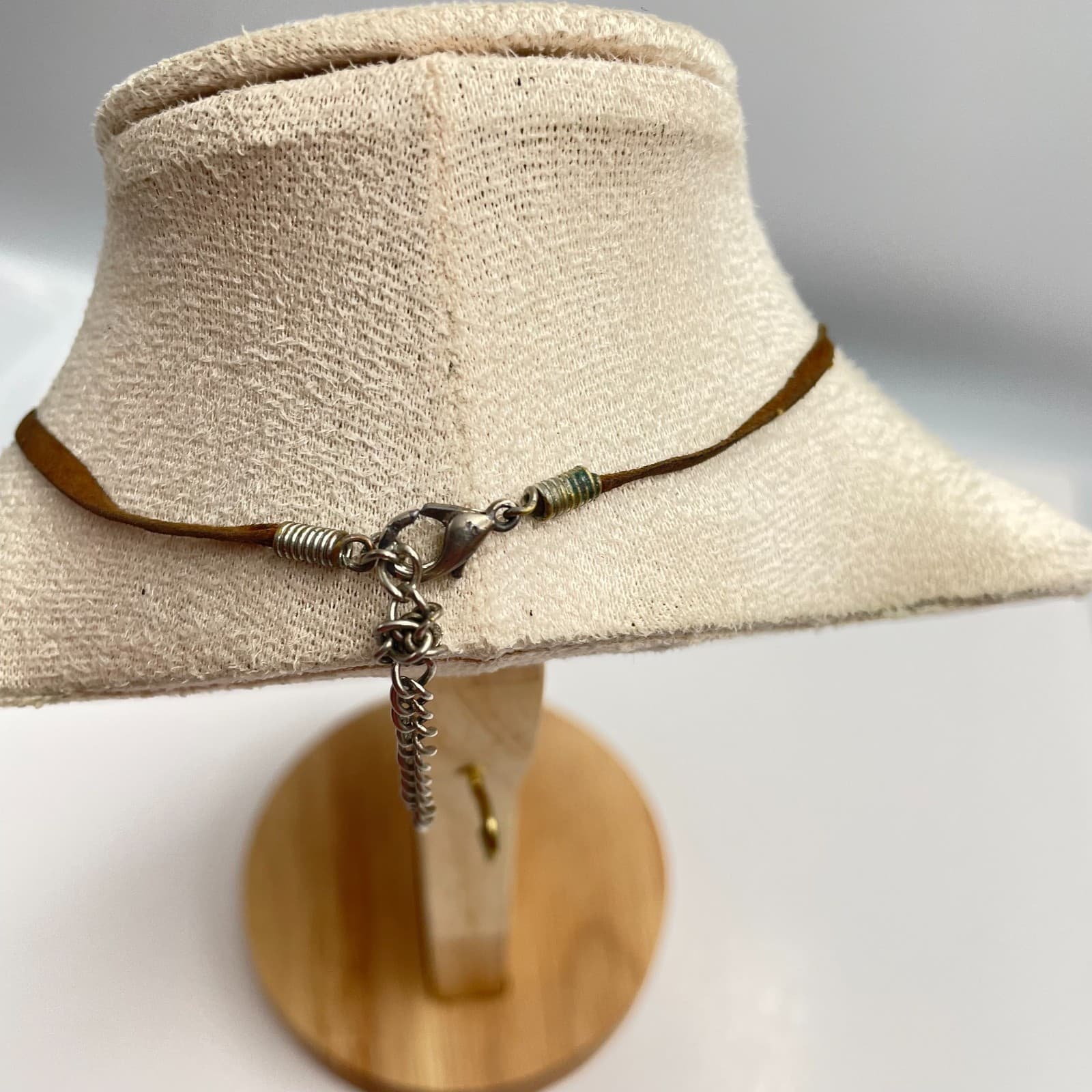 Vintage 90s Turquoise Faux Stone Floral Pendant Necklace Women's Classic Jewelry - Thumbnail 7