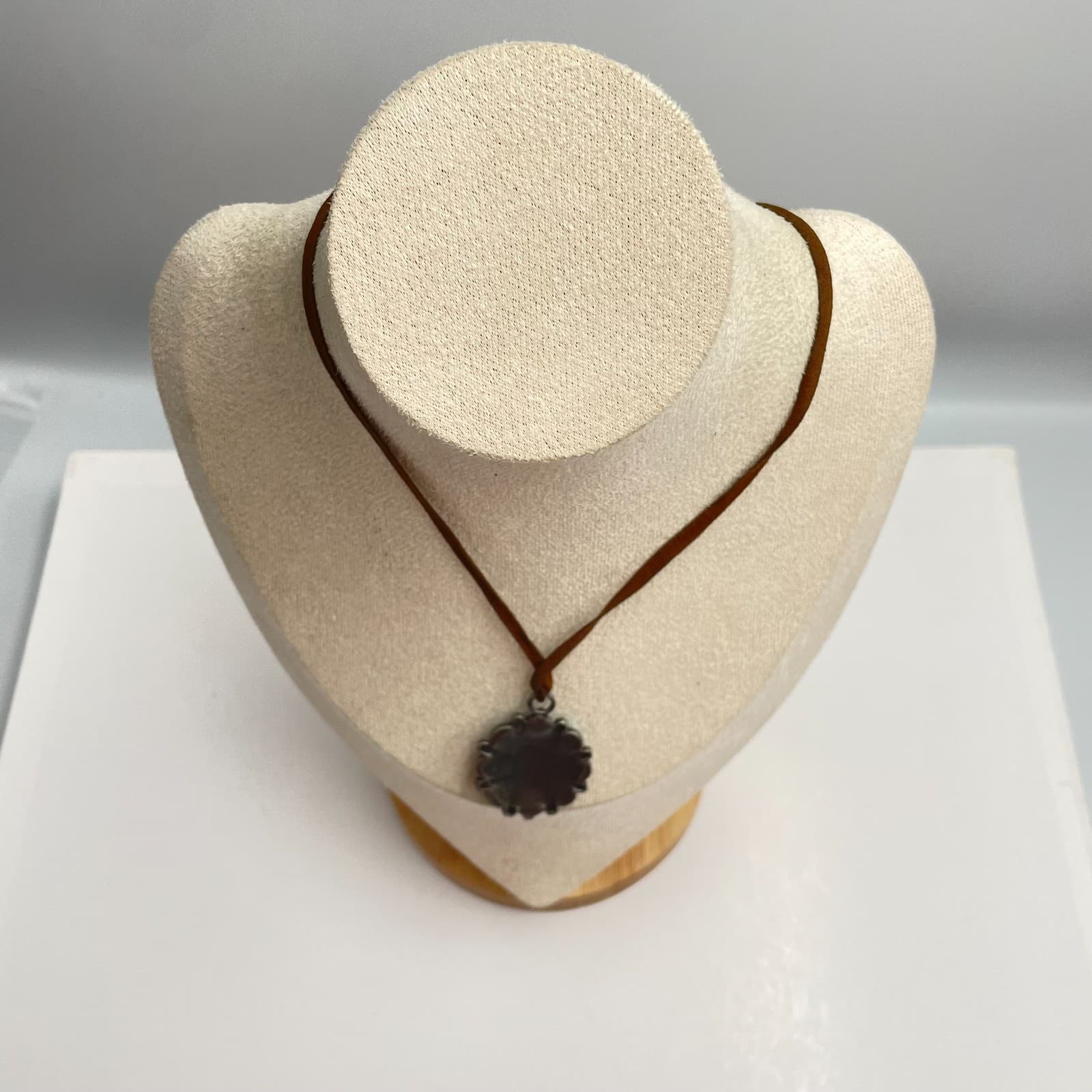 Vintage 90s Turquoise Faux Stone Floral Pendant Necklace Women's Classic Jewelry - Thumbnail 6