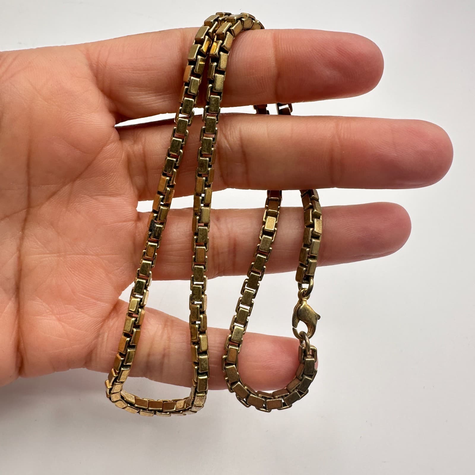 Vintage Y2K Gold Tone Box Link Chain Necklace Women's Classic Fashion Jewelry - Thumbnail 6