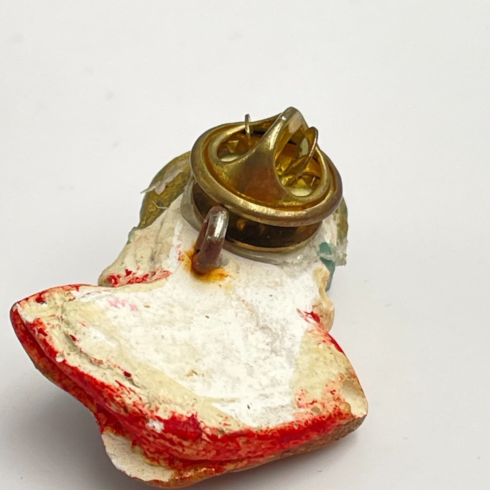 Vintage 90s Asian Wise Man Brooch Pin Hand Painted Rhinestone Gold Tone Boho - Thumbnail 7