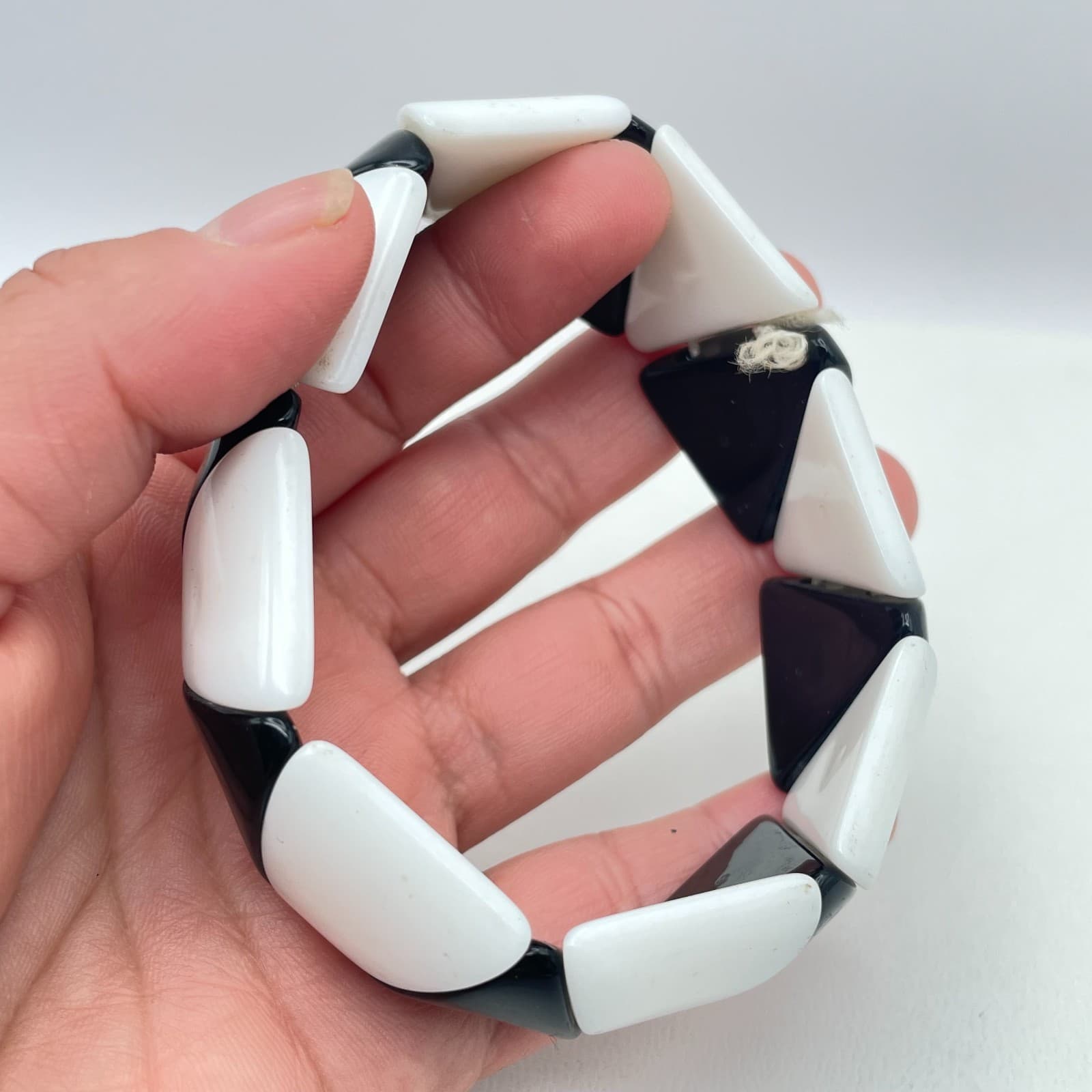 Vintage Y2K Coach Black White Geometric Enamel Bangle Mod Deco Fashion Jewelry - Thumbnail 3