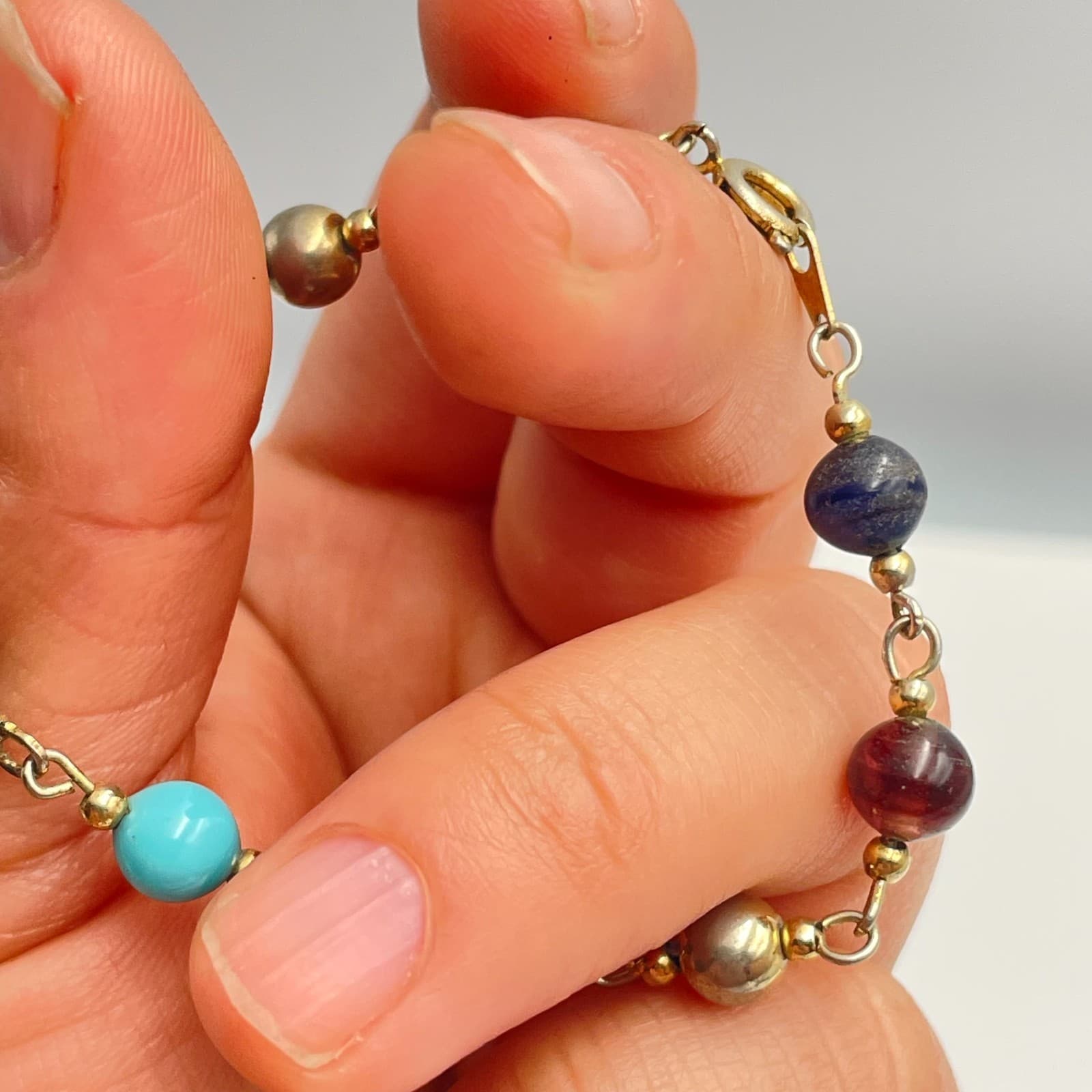 Vintage Y2K Gold Tone Beaded Link Bracelet Boho Women's Classic Fashion Jewelry - Thumbnail 6