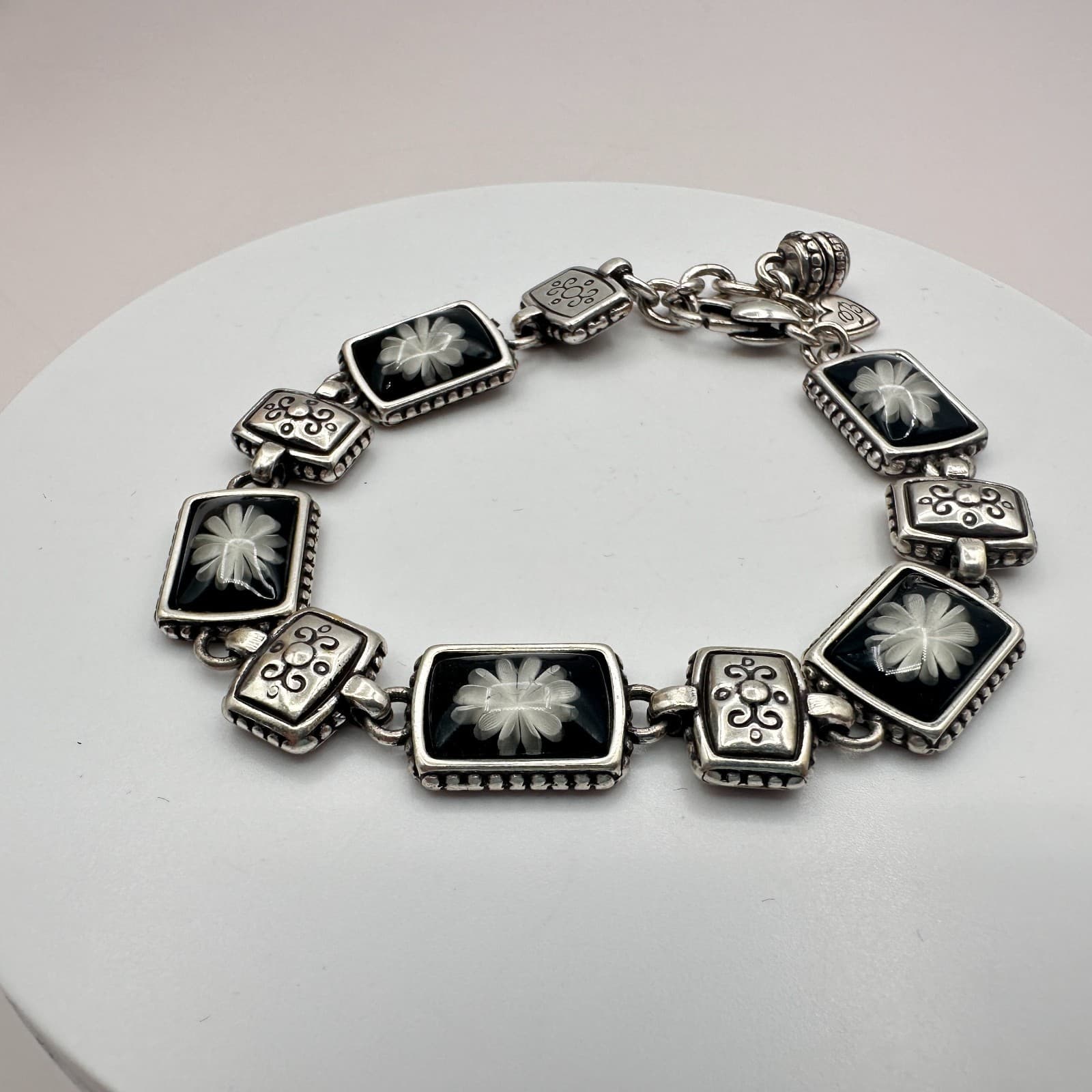 Vintage 80s Women Earrings Silver Tone Glass Beaded Dangle Jewelry - Thumbnail 3