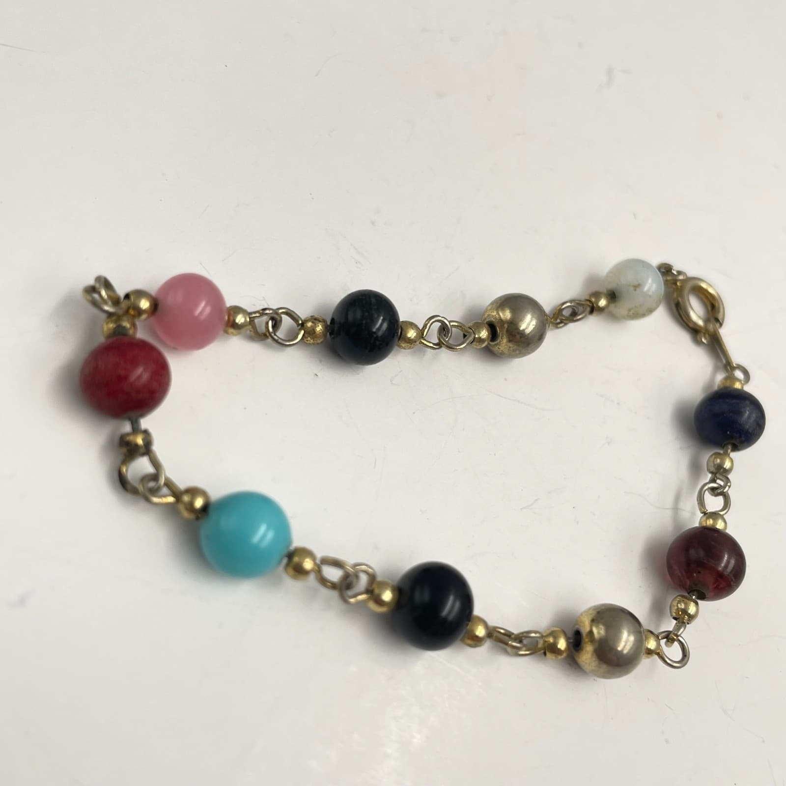 Vintage Y2K Gold Tone Beaded Link Bracelet Boho Women's Classic Fashion Jewelry - Thumbnail 2