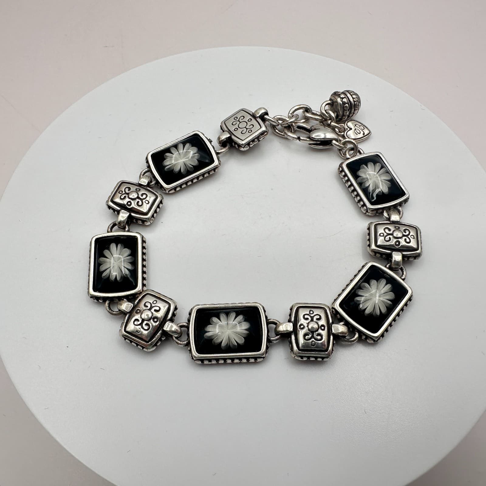 Vintage 80s Women Earrings Silver Tone Glass Beaded Dangle Jewelry - Thumbnail 2