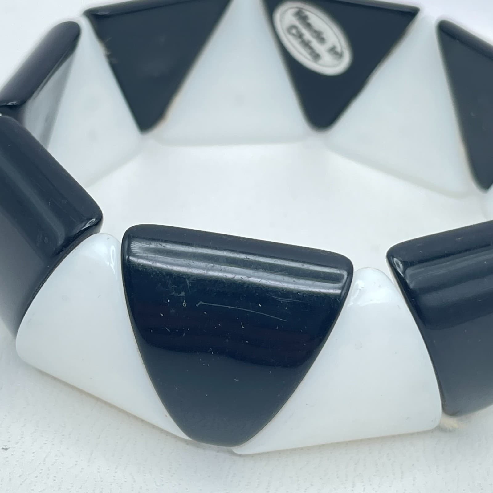 Vintage Y2K Coach Black White Geometric Enamel Bangle Mod Deco Fashion Jewelry - Thumbnail 5