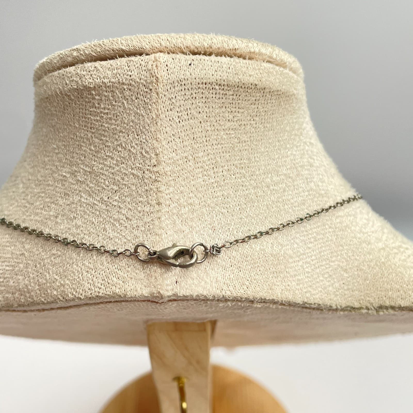 Vintage Y2K Silver Tone Rose Quartz Hexagon Point Pendant Necklace Boho Jewelry - Thumbnail 6