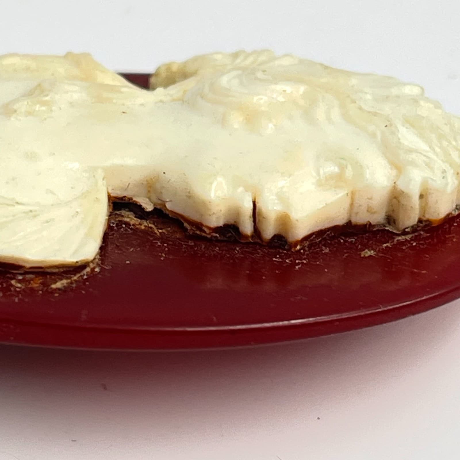 Vintage 80s Cream Cameo Brooch Pin Maiden Portrait Victorian Women's Jewelry - Thumbnail 4