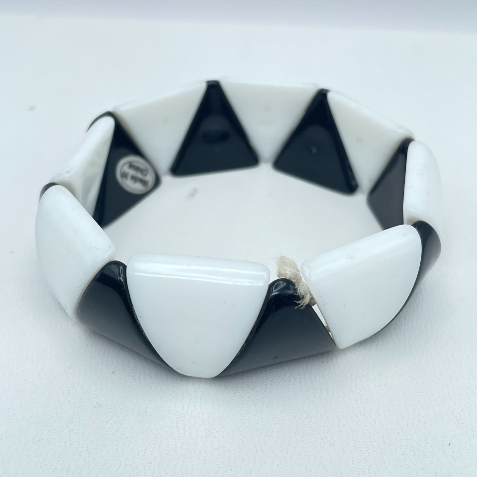 Vintage Y2K Coach Black White Geometric Enamel Bangle Mod Deco Fashion Jewelry - Image 1
