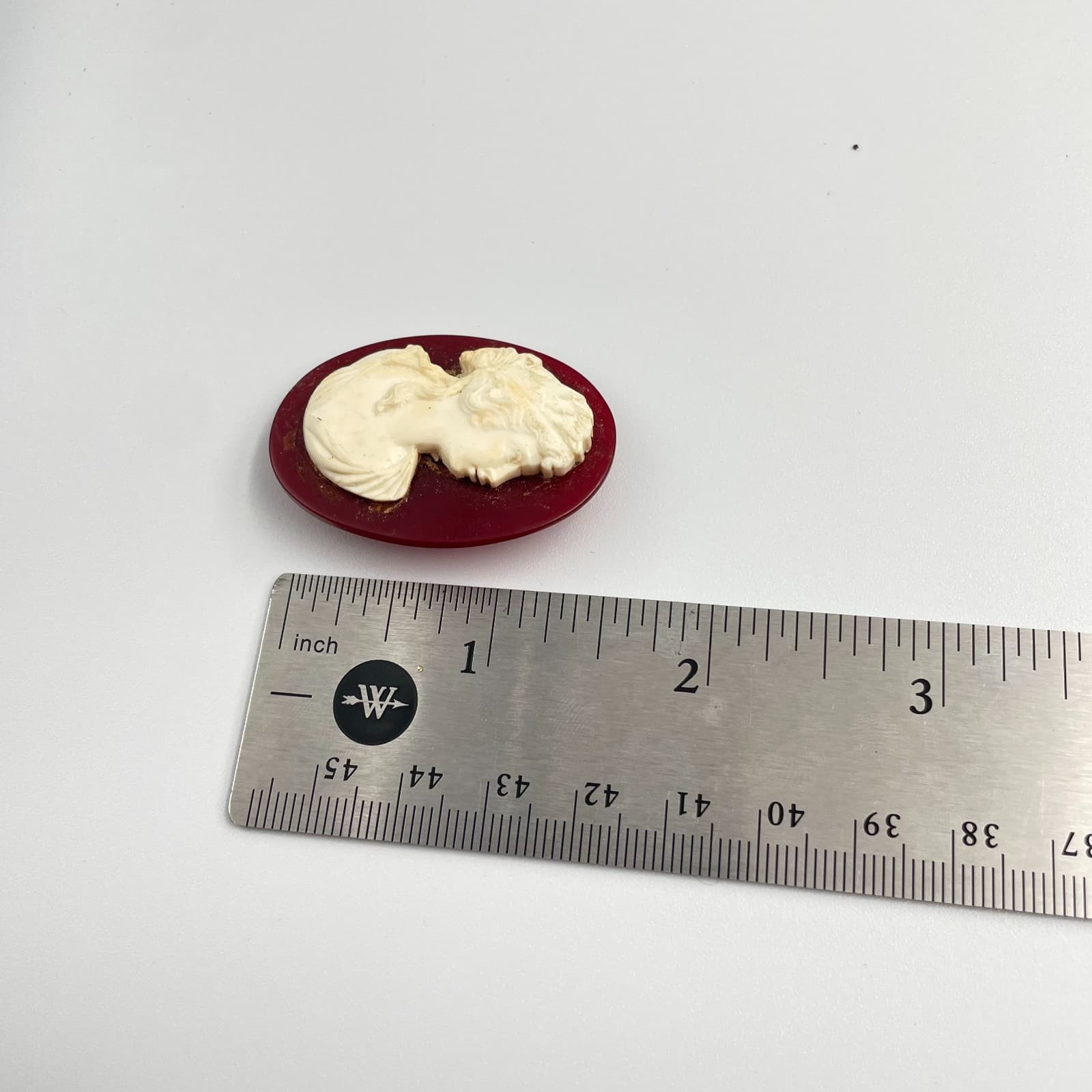 Vintage 80s Cream Cameo Brooch Pin Maiden Portrait Victorian Women's Jewelry - Thumbnail 7