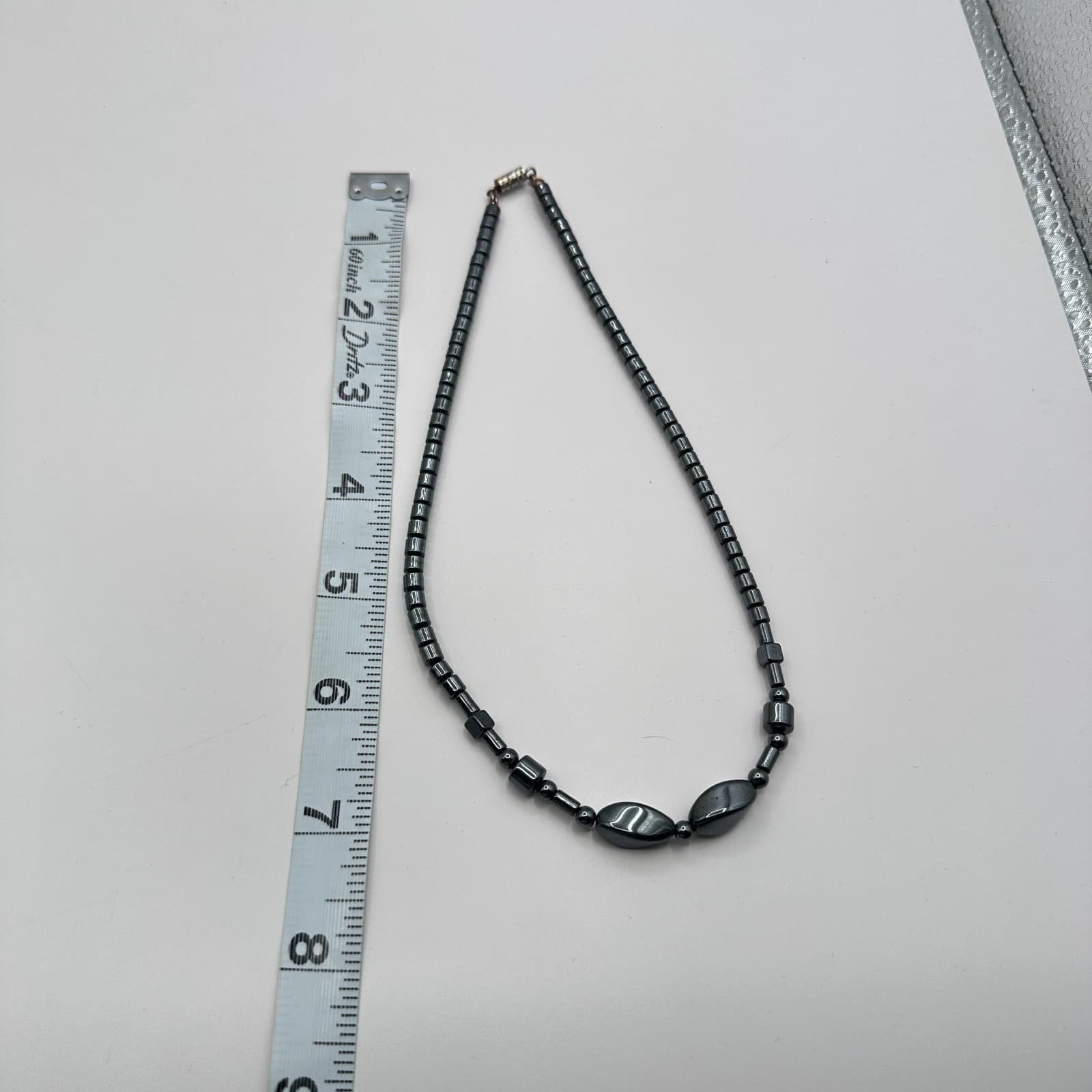 Vintage Y2K Hematite Metallic Grey Beaded Necklace Boho Women's Classic Jewelry - Thumbnail 7