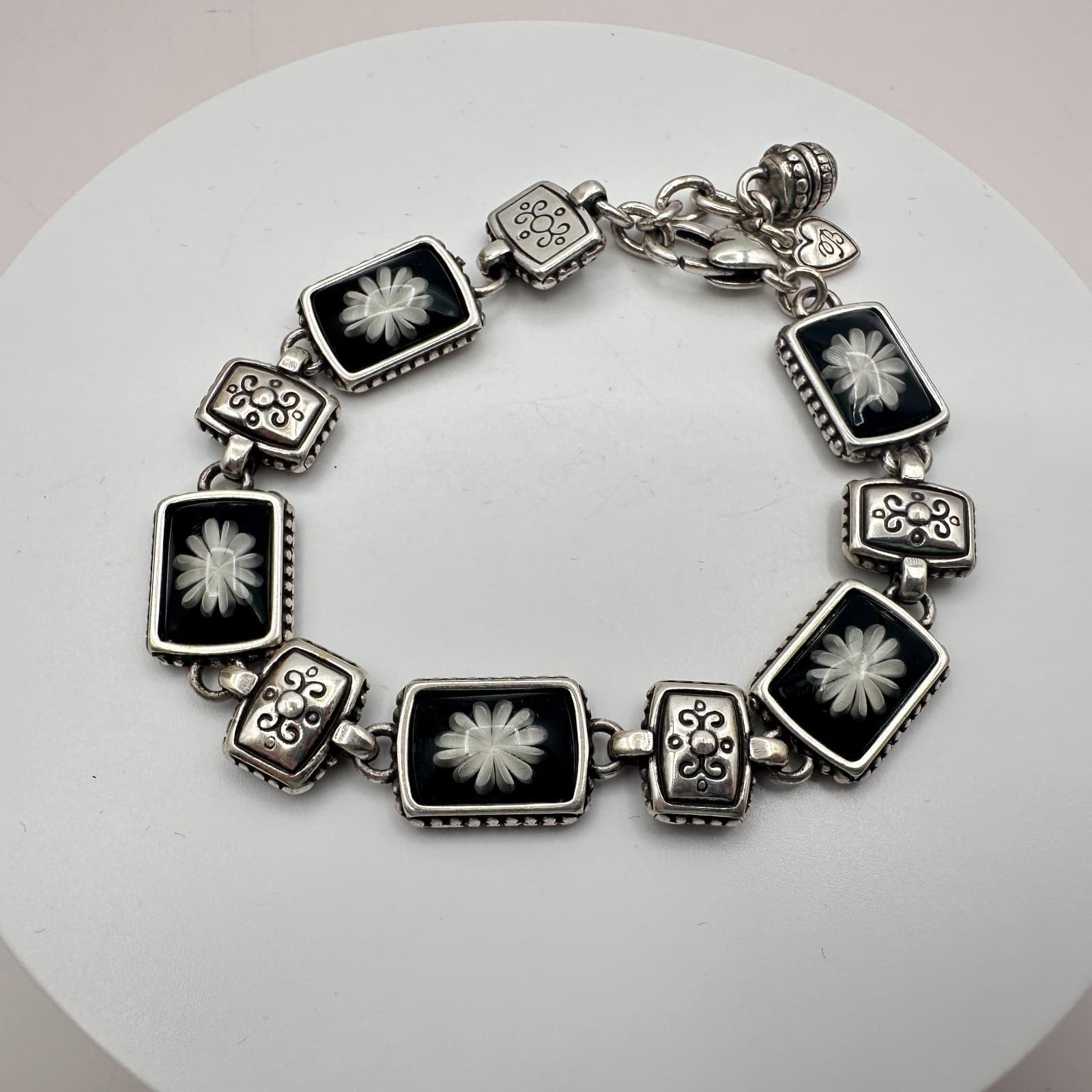 Vintage 80s Women Earrings Silver Tone Glass Beaded Dangle Jewelry - Thumbnail 5