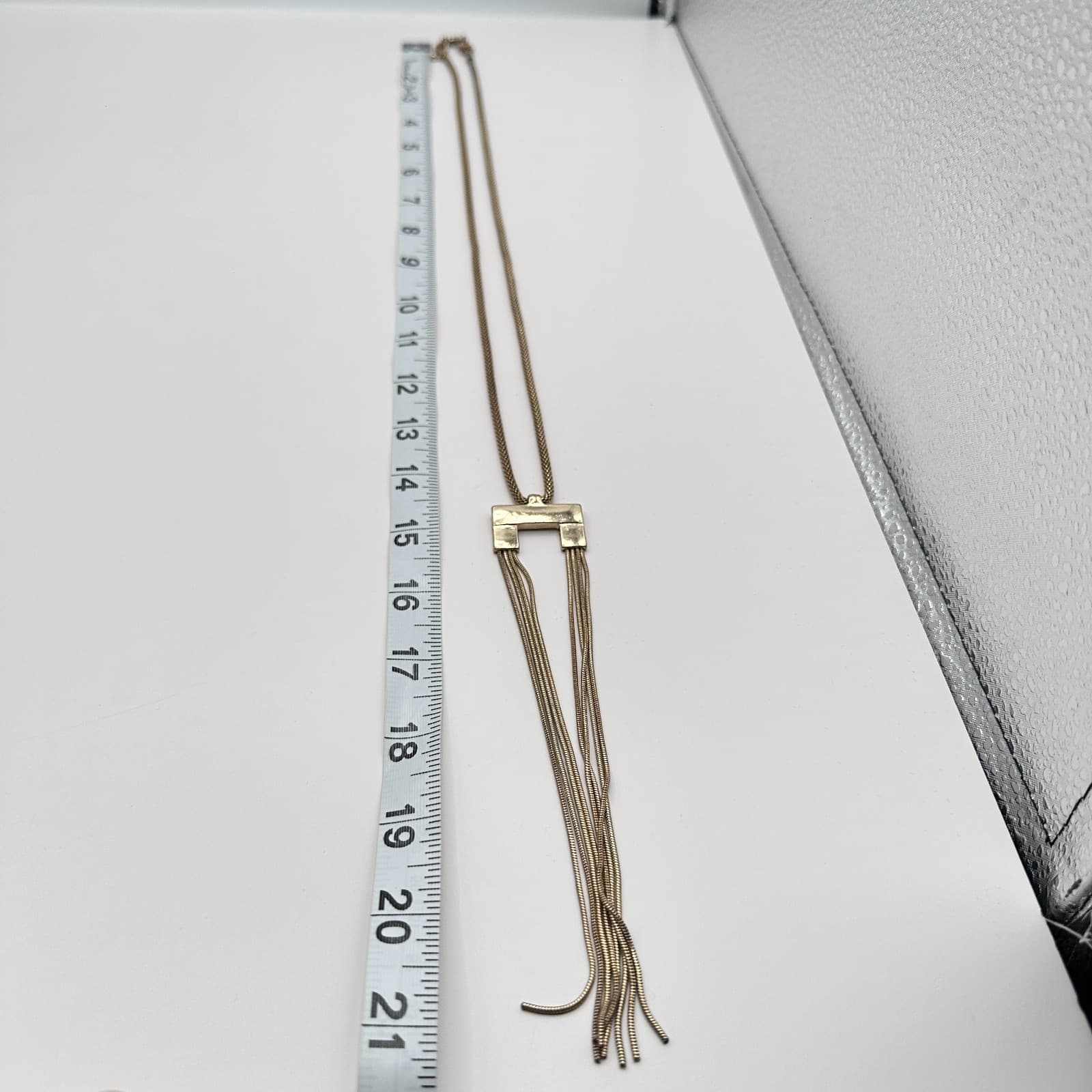 Vintage Y2K Gold Tone Snake Chain Tassel Pendent Necklace Women's Jewelry - Thumbnail 9