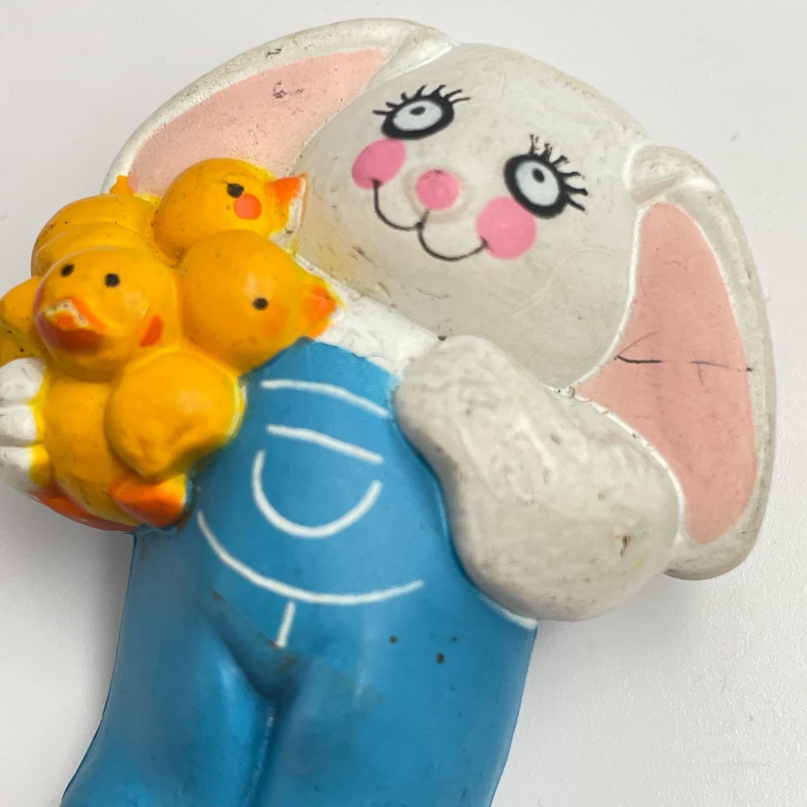 Vintage 90s Easter Unlimited Inc. Bunny Brooch Pin S Lehman 4024 Overalls Chicks - Thumbnail 4
