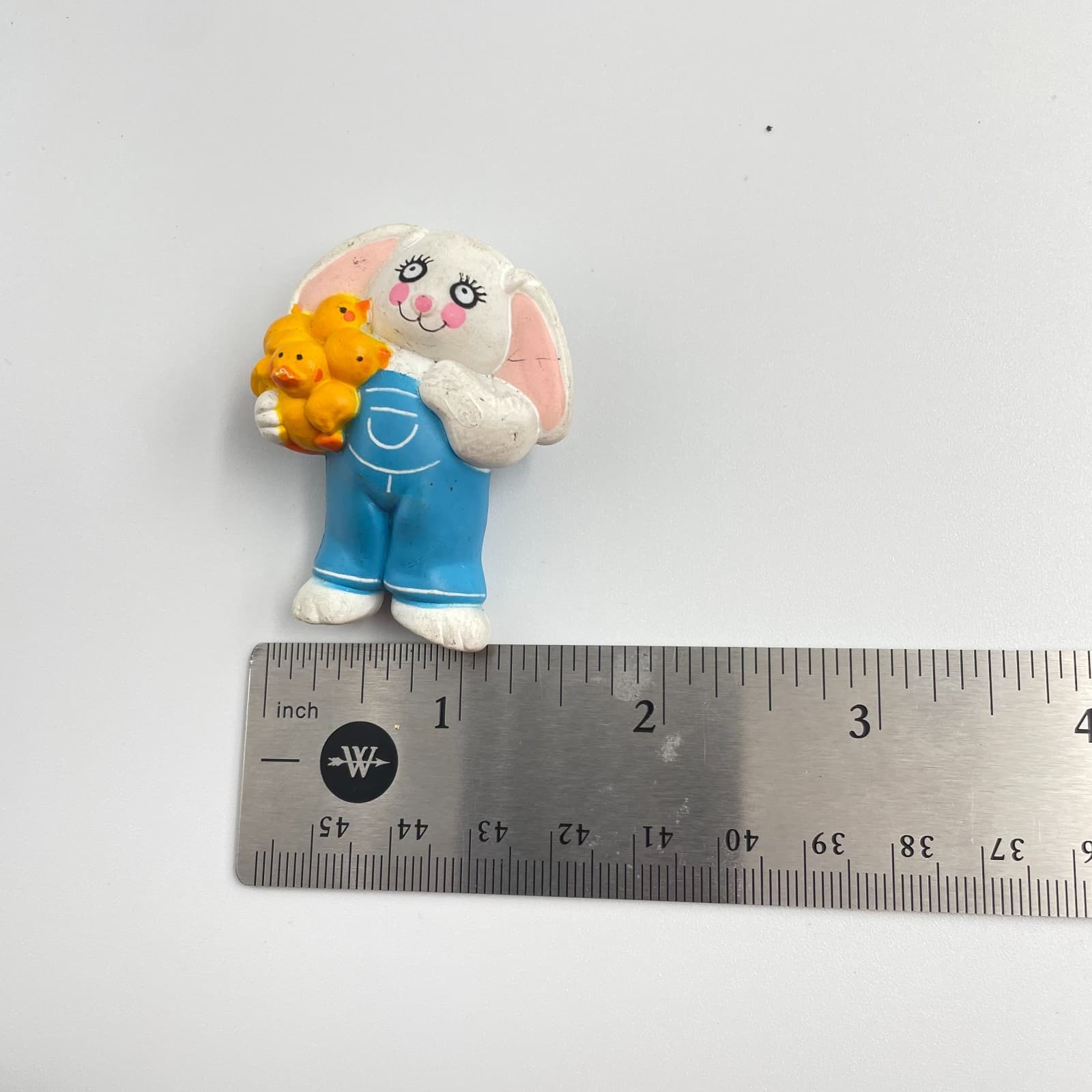 Vintage 90s Easter Unlimited Inc. Bunny Brooch Pin S Lehman 4024 Overalls Chicks - Thumbnail 7