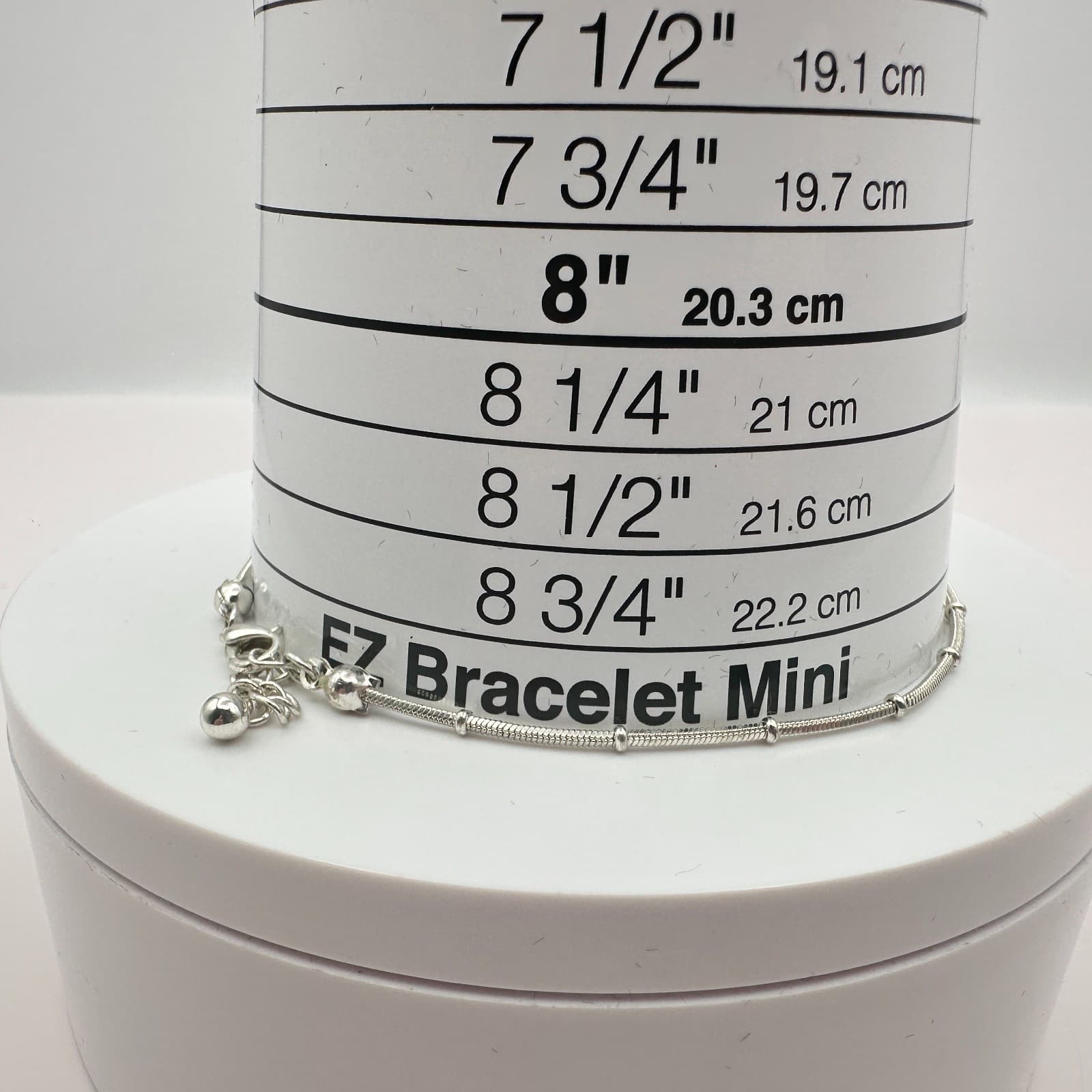 Vintage 90s Silver Tone Station Snake Chain Anklet Bracelet Boho Minimalist - Thumbnail 7